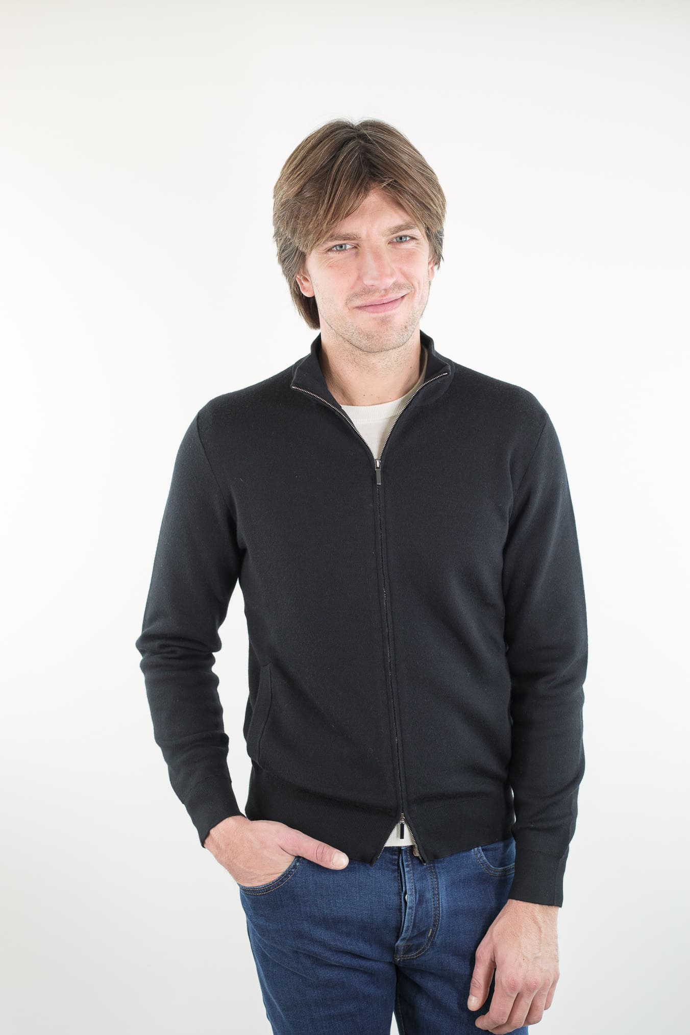 OTTAVIANI Maglia Full Zip Merinos Extrafine Nera