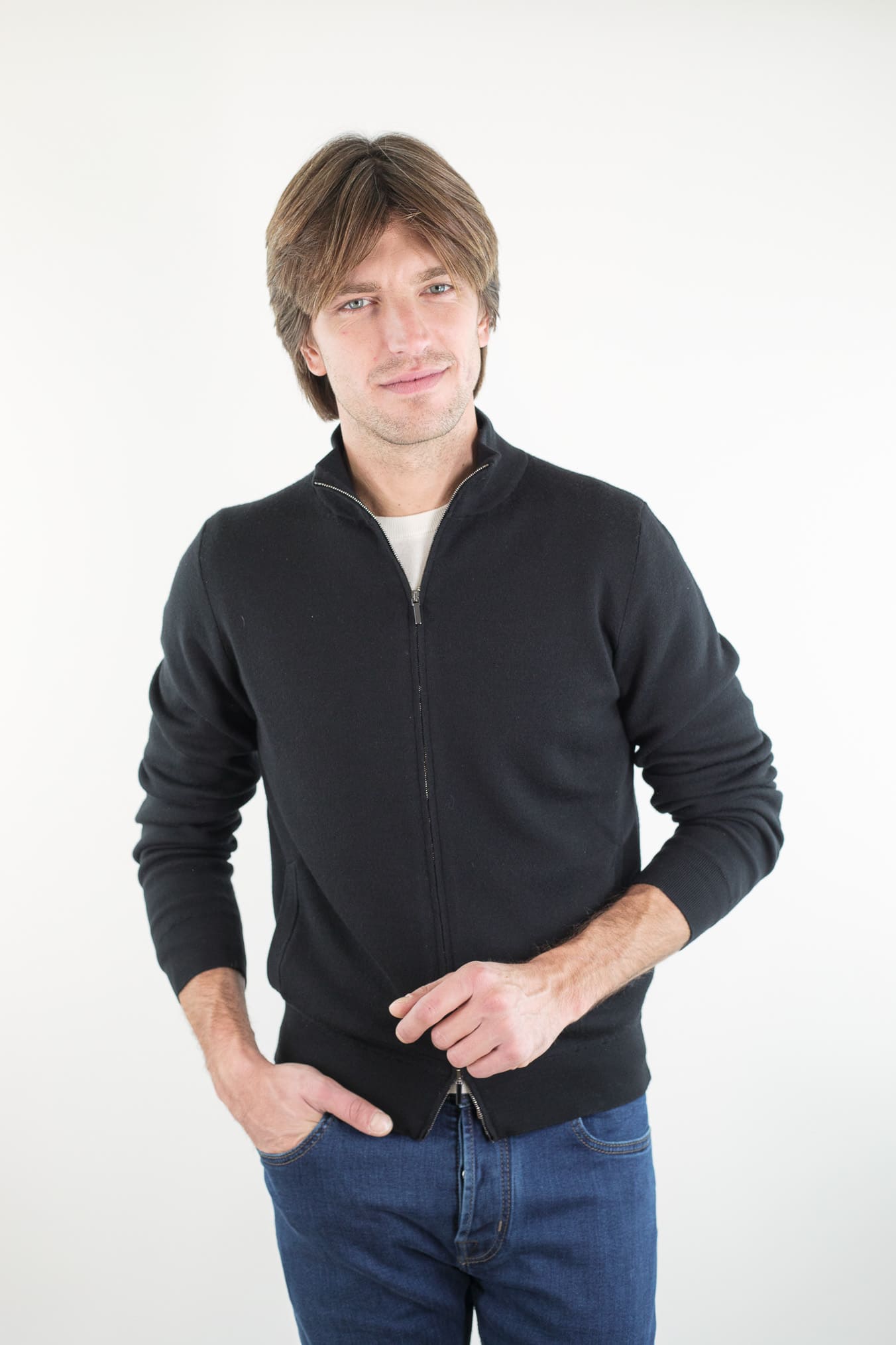 OTTAVIANI Maglia Full Zip Merinos Extrafine Nera