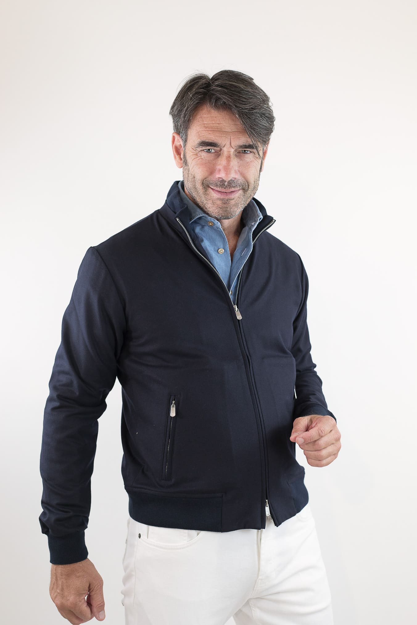 PESCAROLO Giubbino Icon Jersey Cashmere Blu