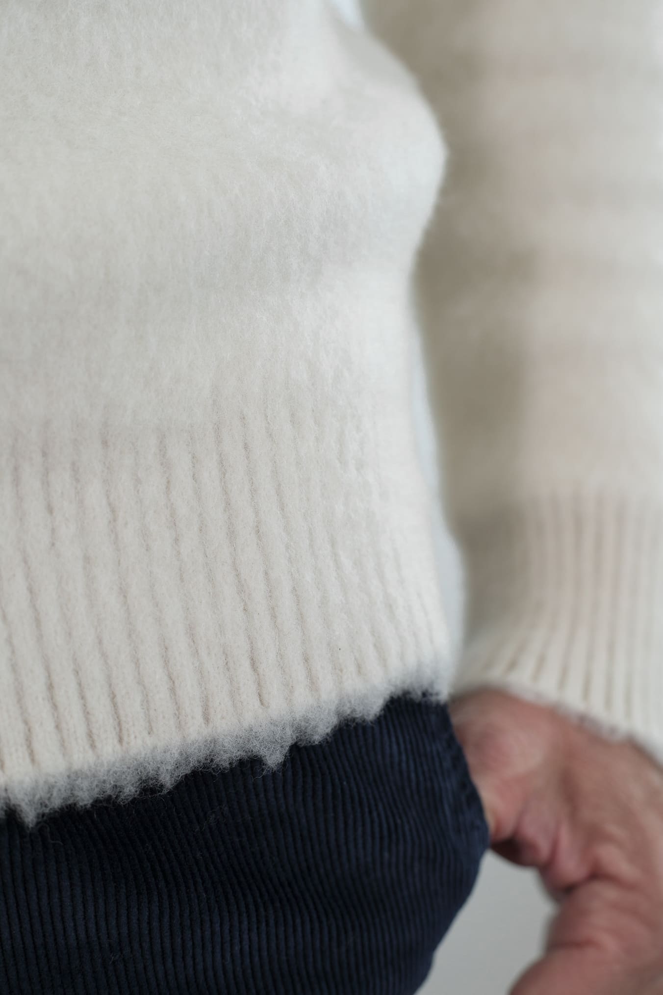 PIACENZA CASHMERE Cardigan Lana Grattata Bianco Panna