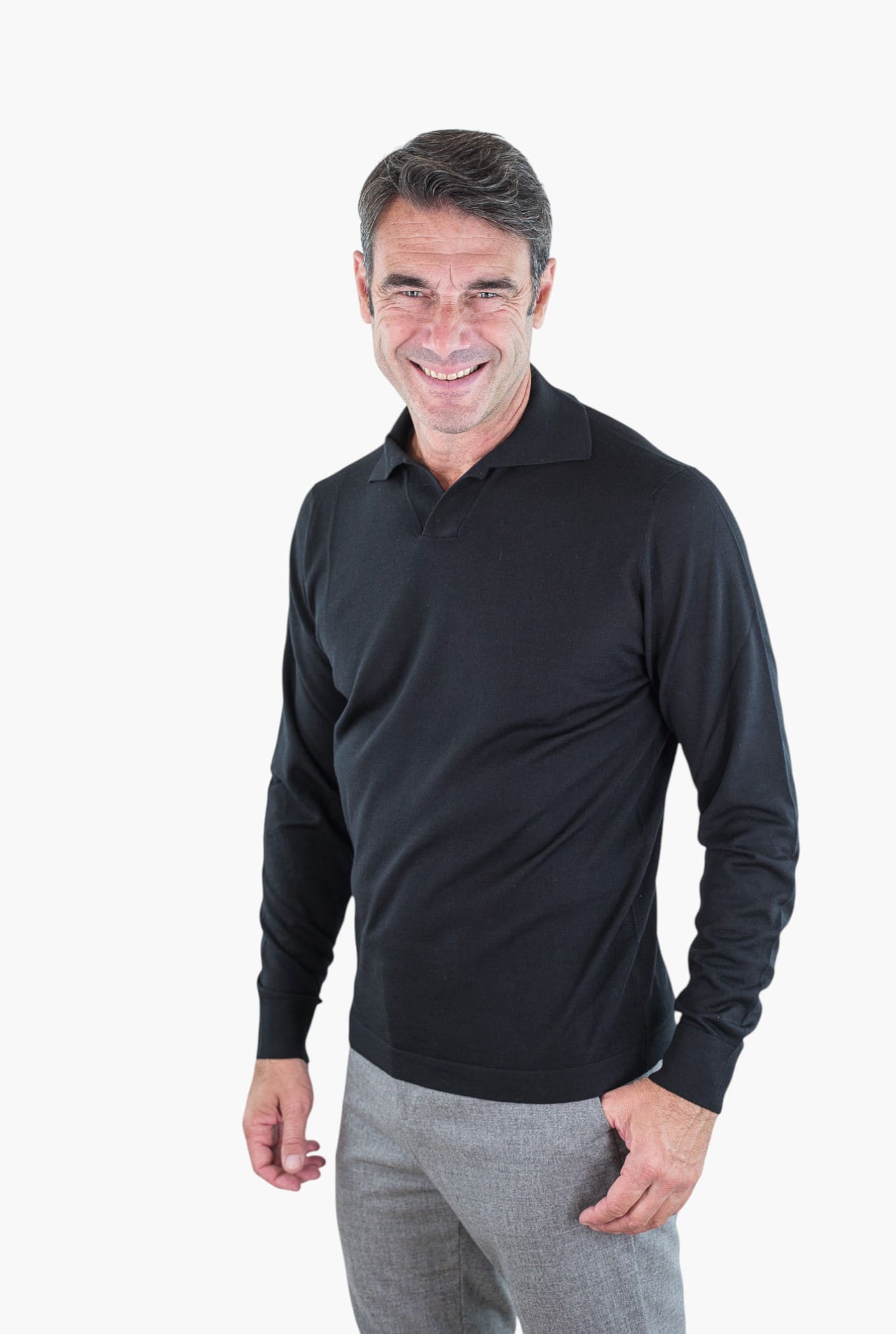 PIACENZA CASHMERE Polo Skipper Lana Superlight Nero