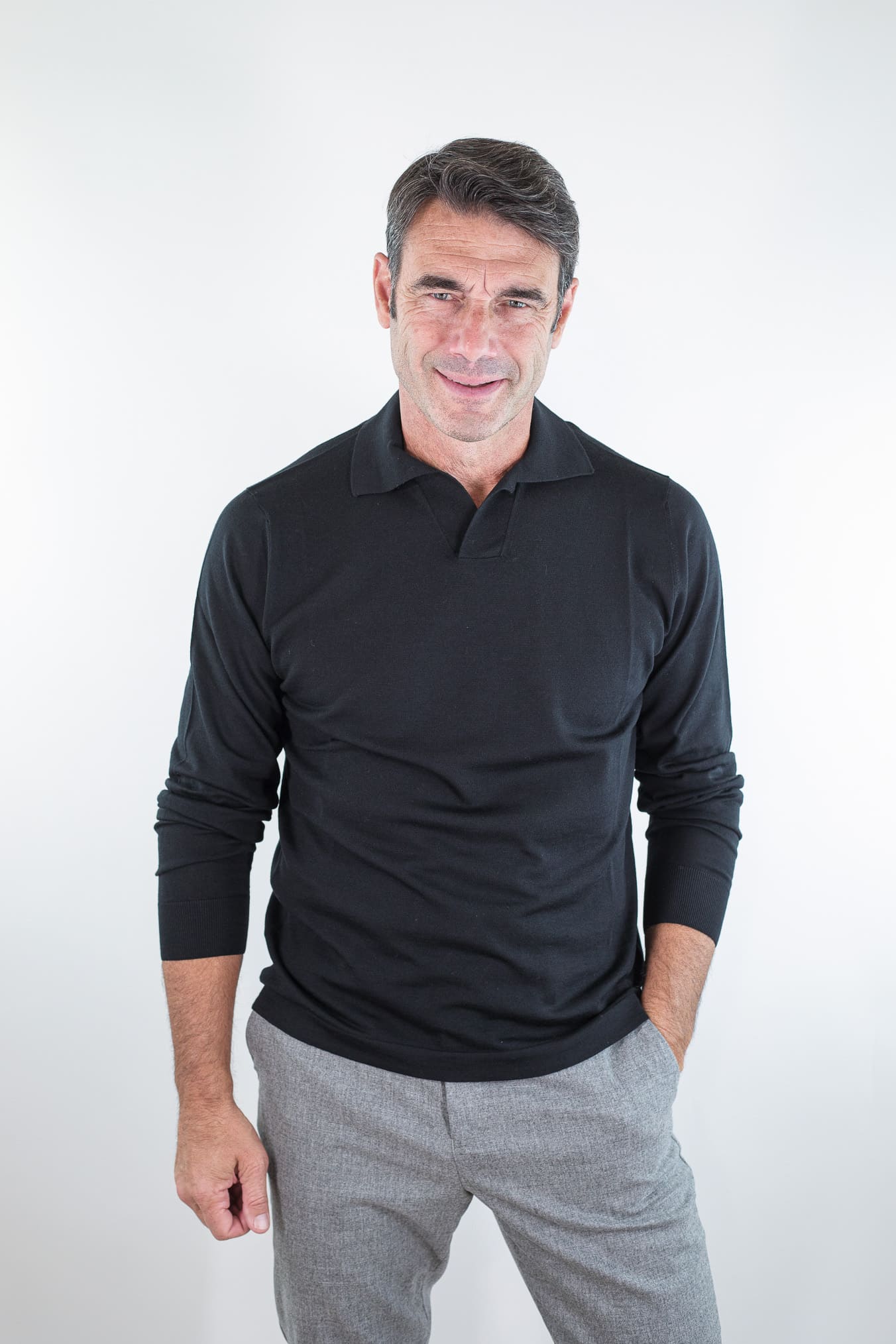 PIACENZA CASHMERE Polo Skipper Lana Superlight Nero