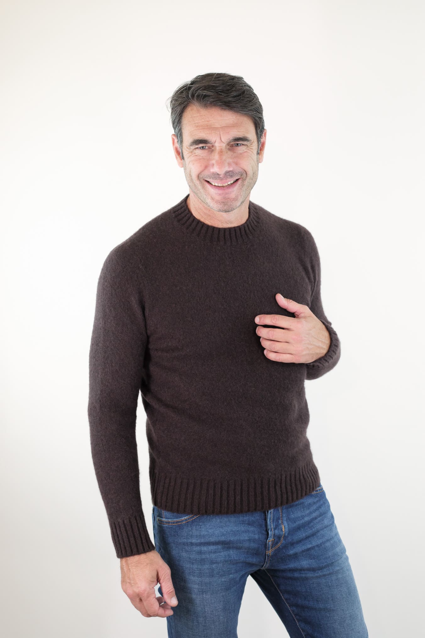 PIACENZA CASHMERE Girocollo Cashmere e Seta Testa Moro