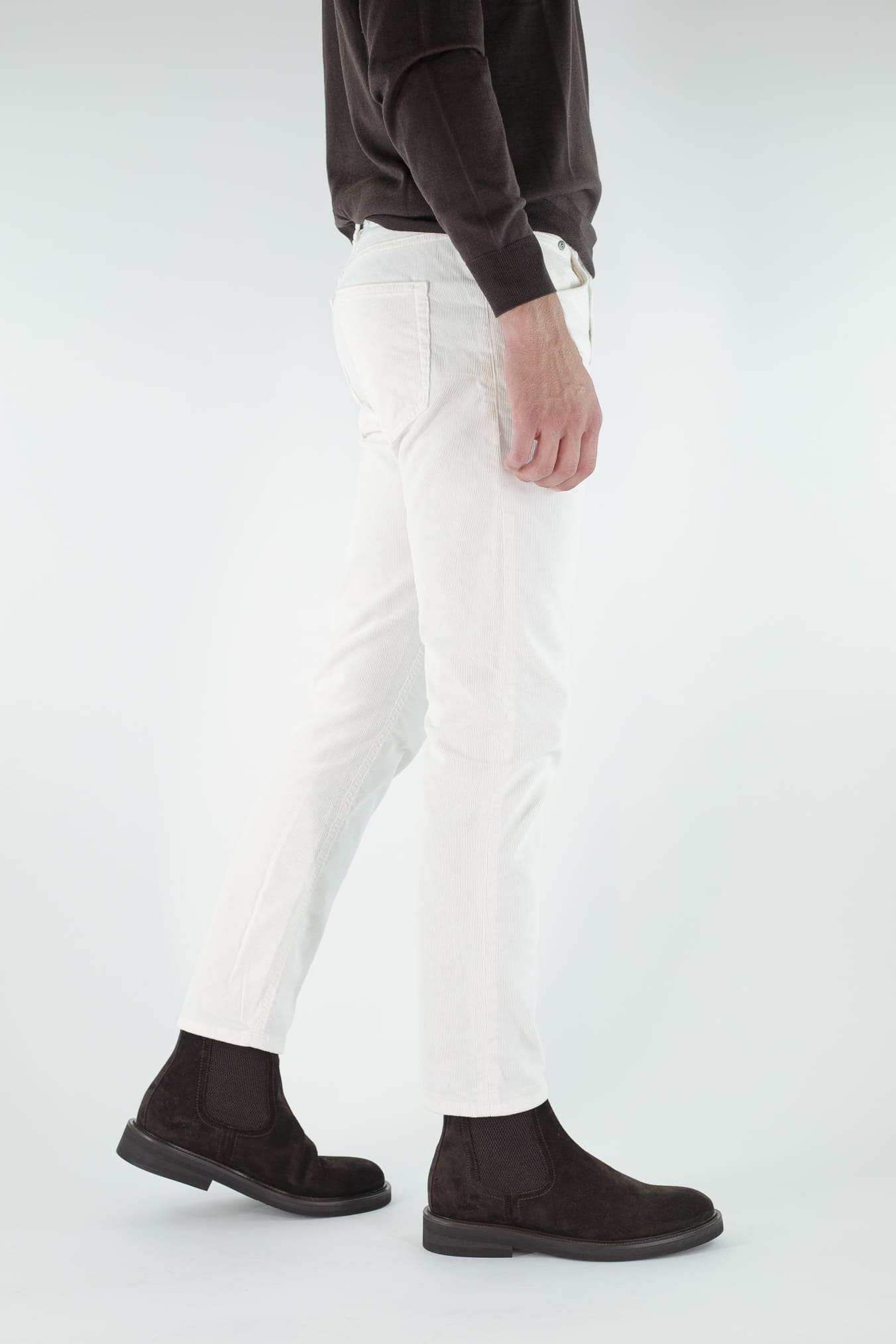 PT Pantaloni Velluto "Reggae" 5 Tasche Bianco