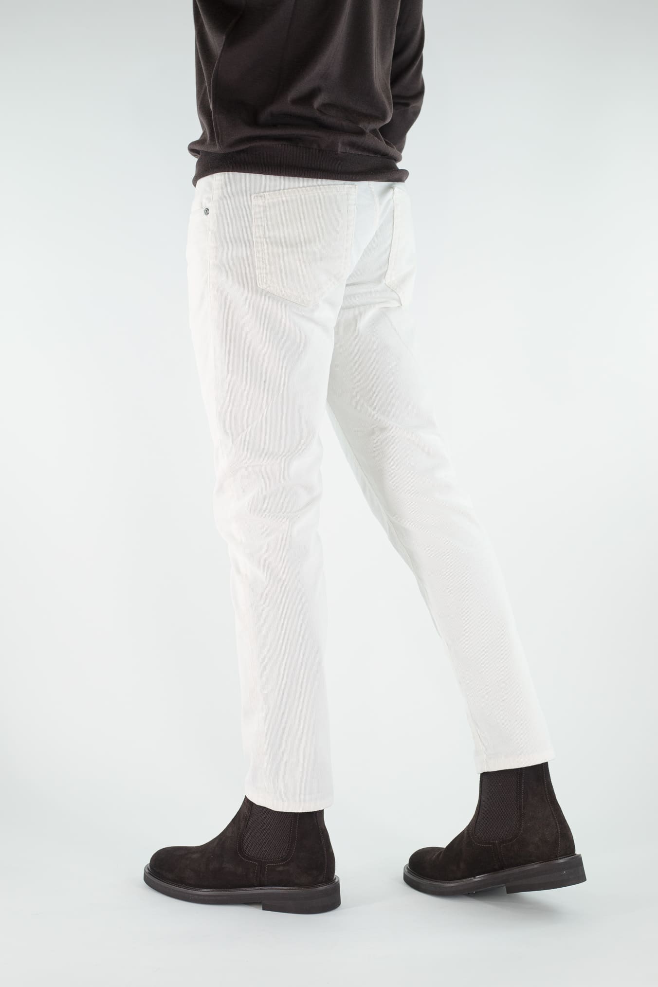 PT Pantaloni Velluto "Reggae" 5 Tasche Bianco