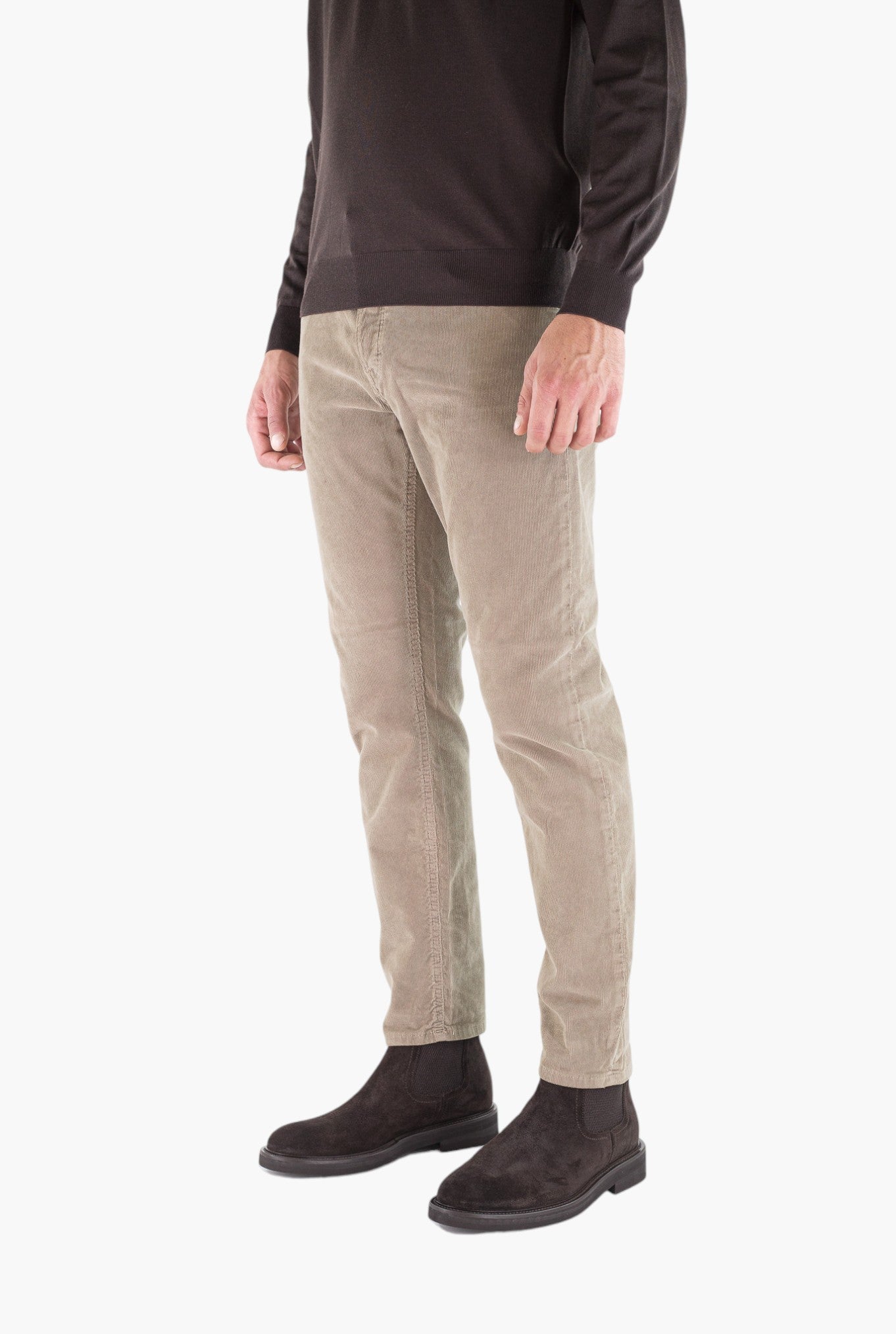 PT Pantaloni Velluto "Reggae" 5 Tasche Fango