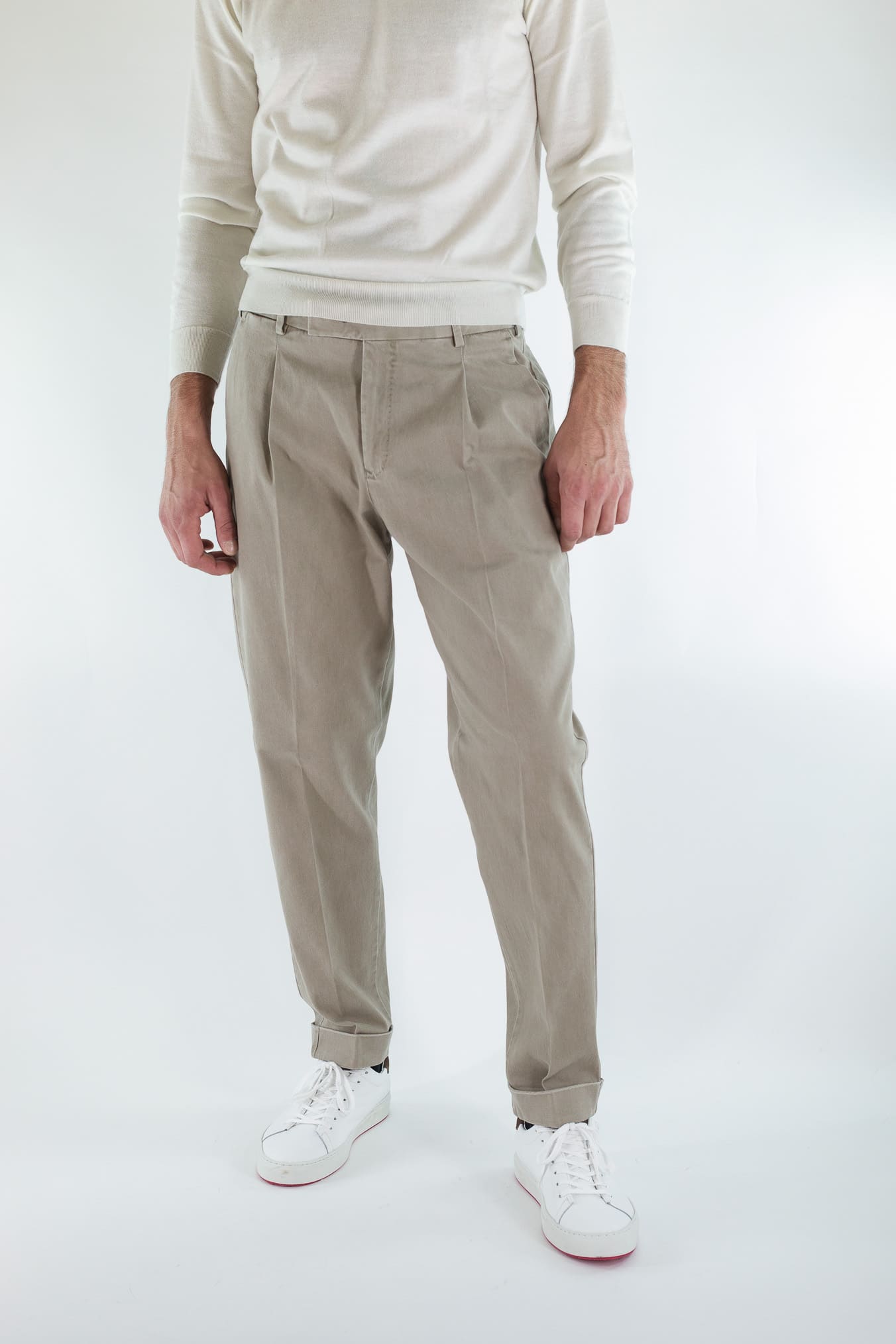 PT Pantaloni "Edge Rebel" Gabardina Cotone Beige