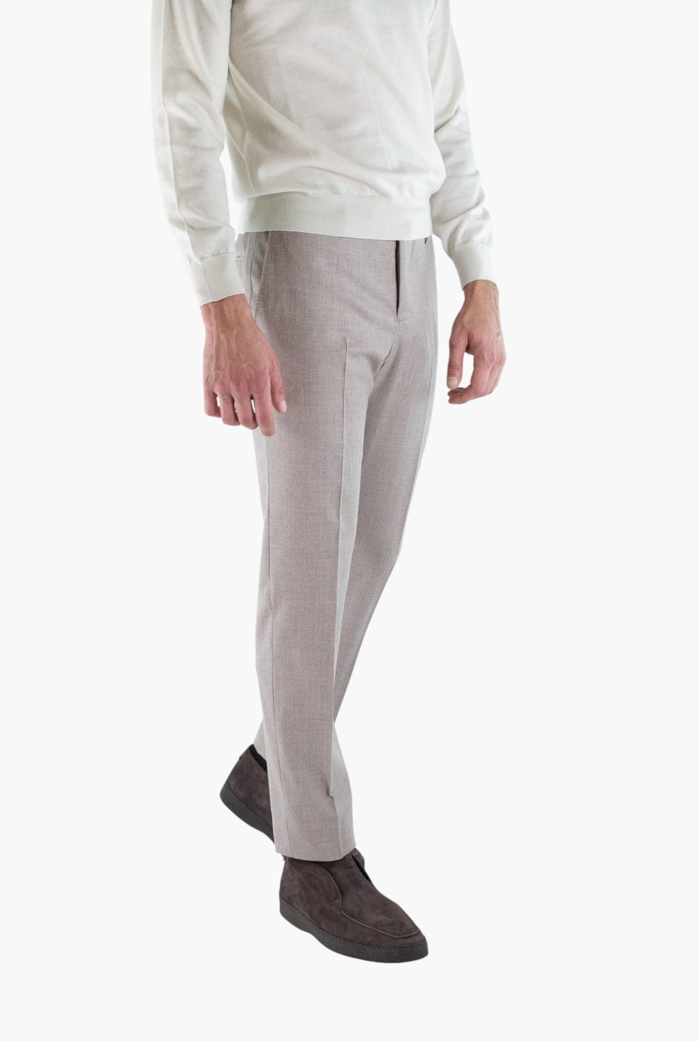 PT Pantaloni Lana Seta Beige Chiaro