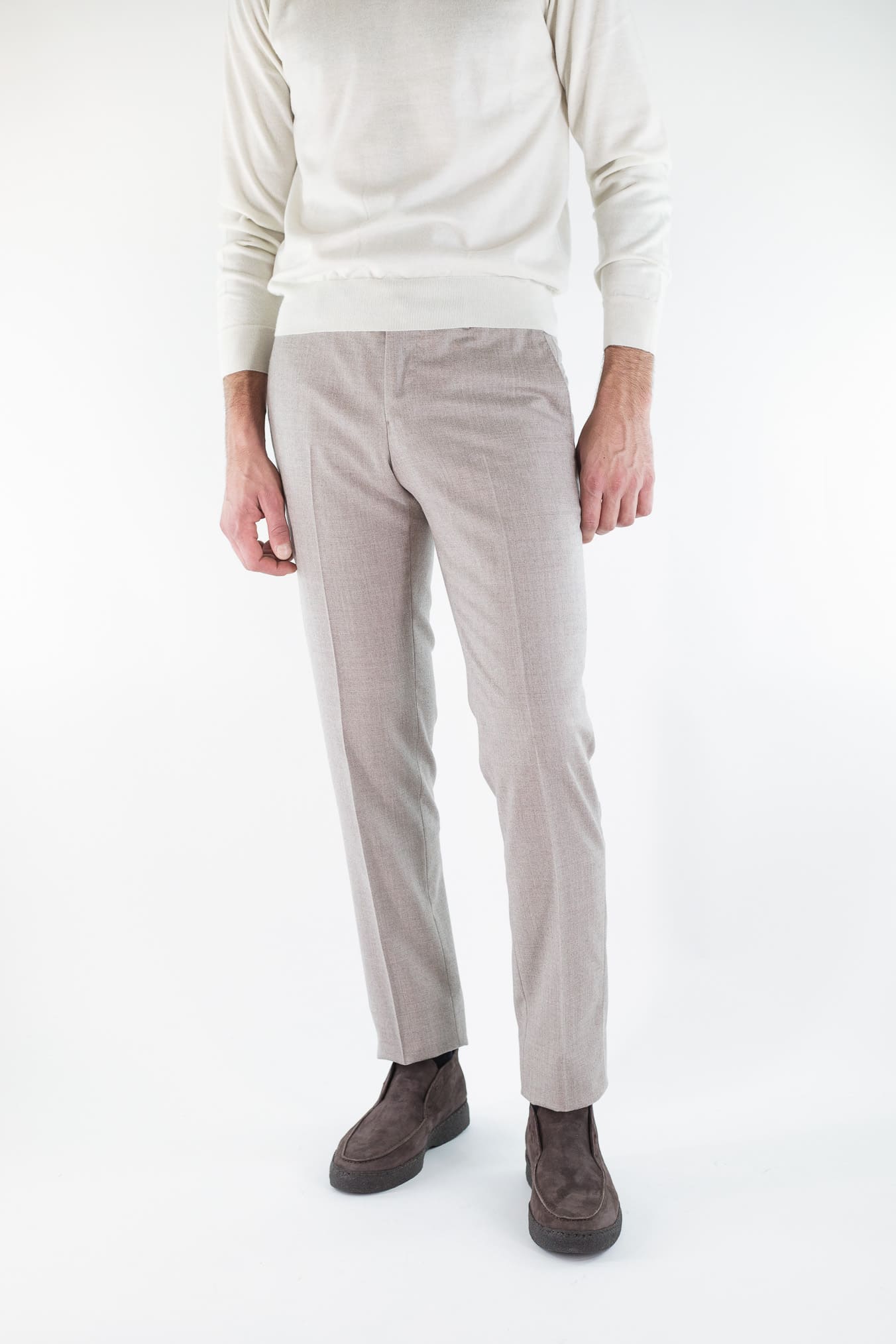 PT Pantaloni Lana Seta Beige Chiaro