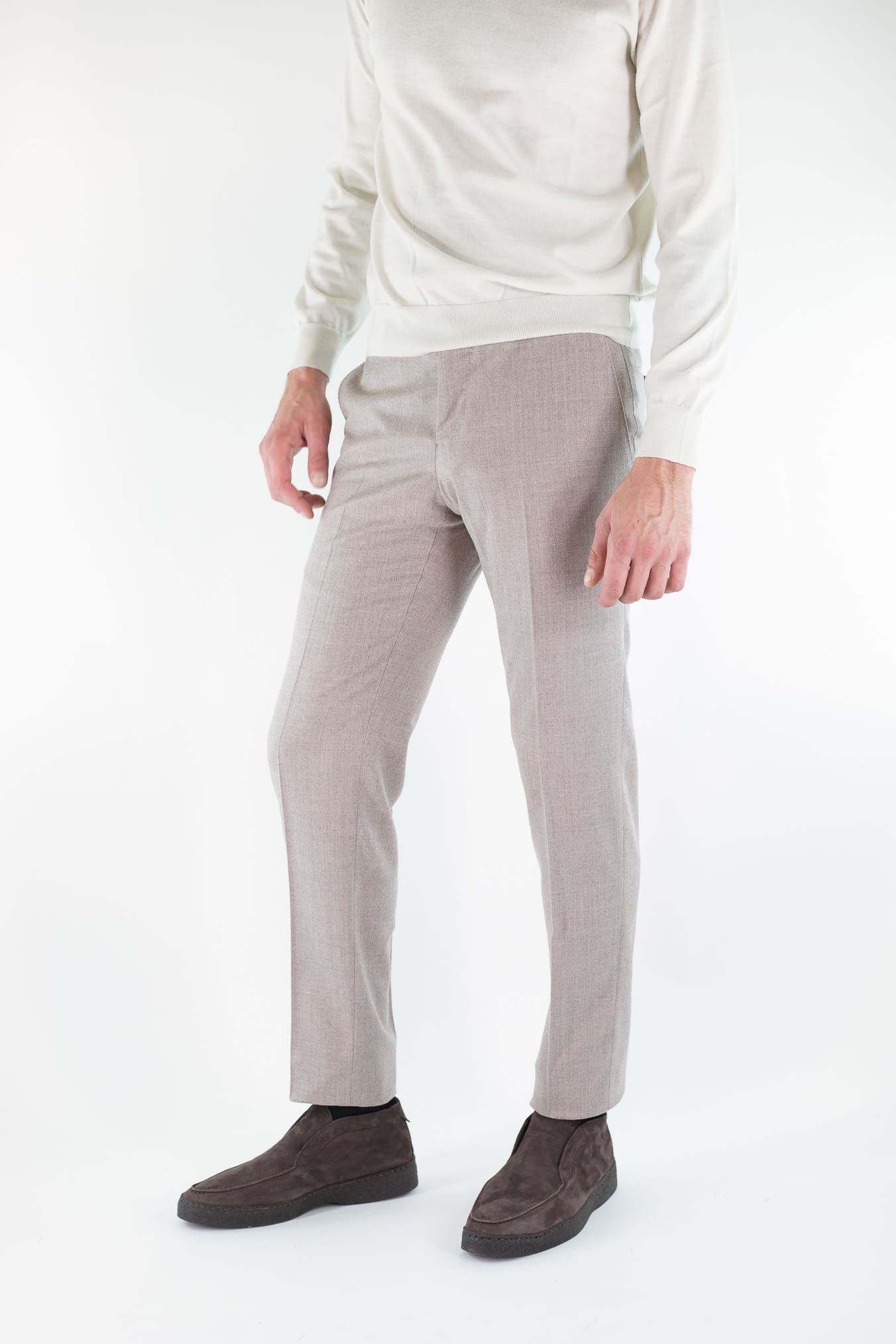 PT Pantaloni Lana Seta Beige Chiaro