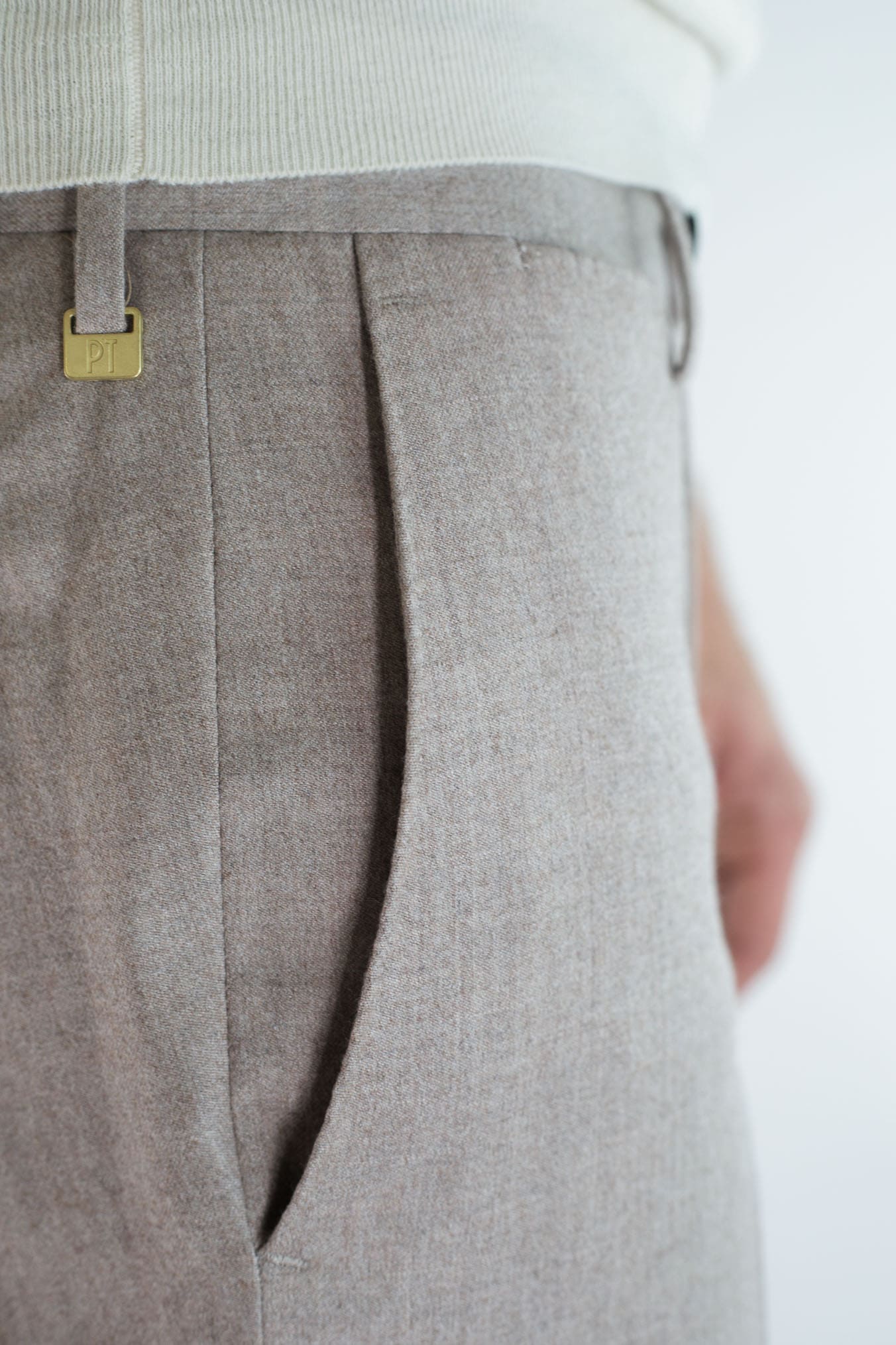 PT Pantaloni Lana Seta Beige Chiaro