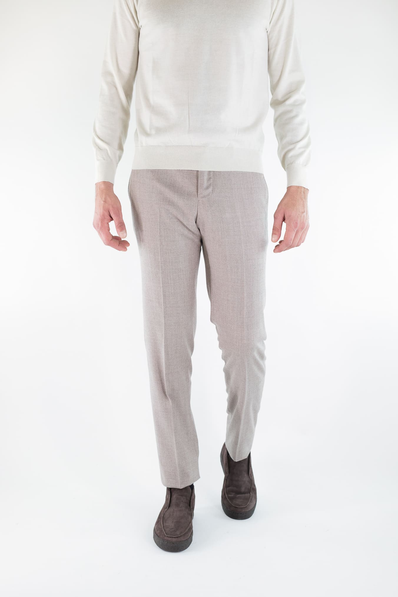 PT Pantaloni Lana Seta Beige Chiaro
