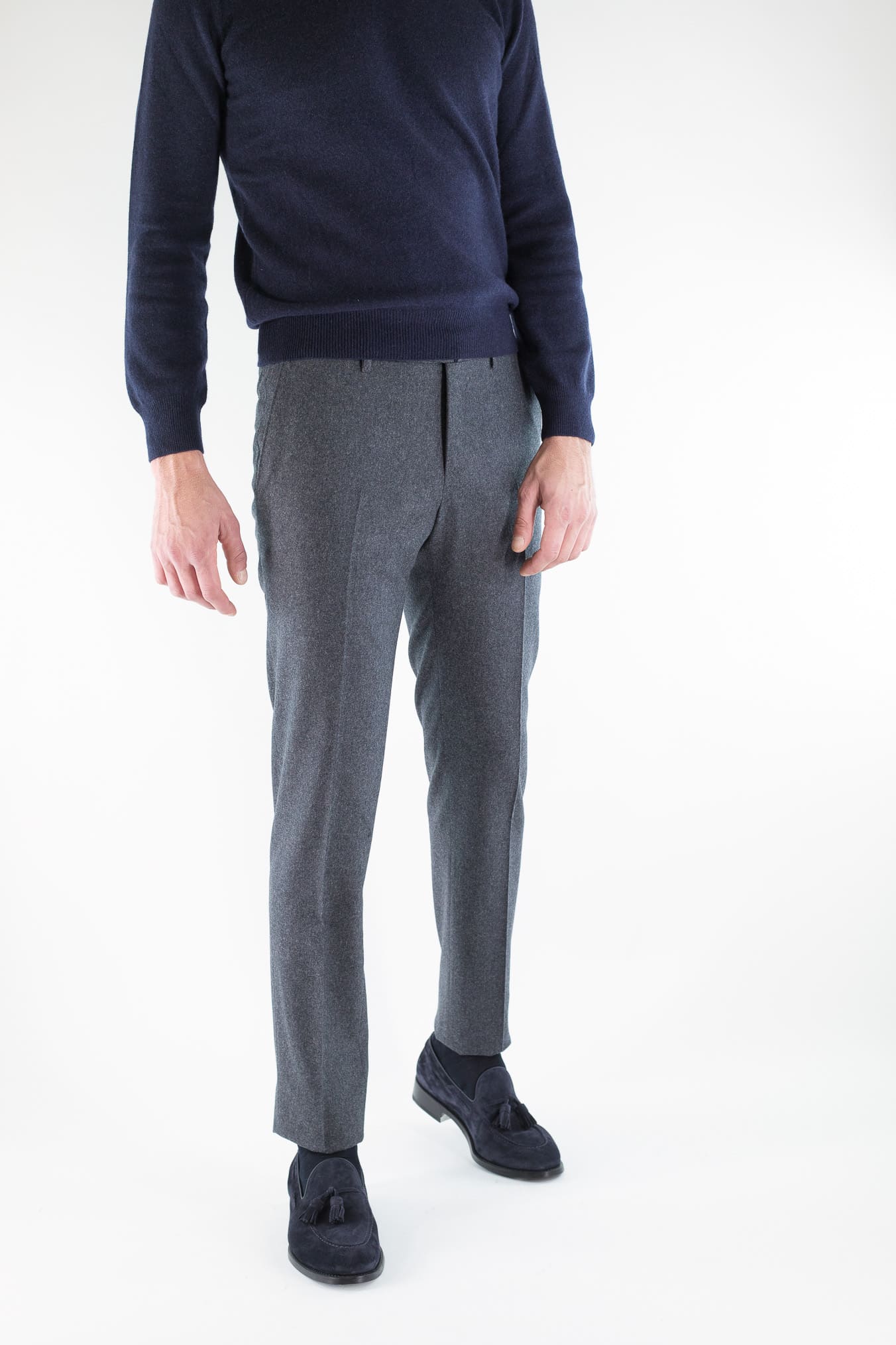 PT Pantaloni Flanella Lana Cashmere Grigio Piombo