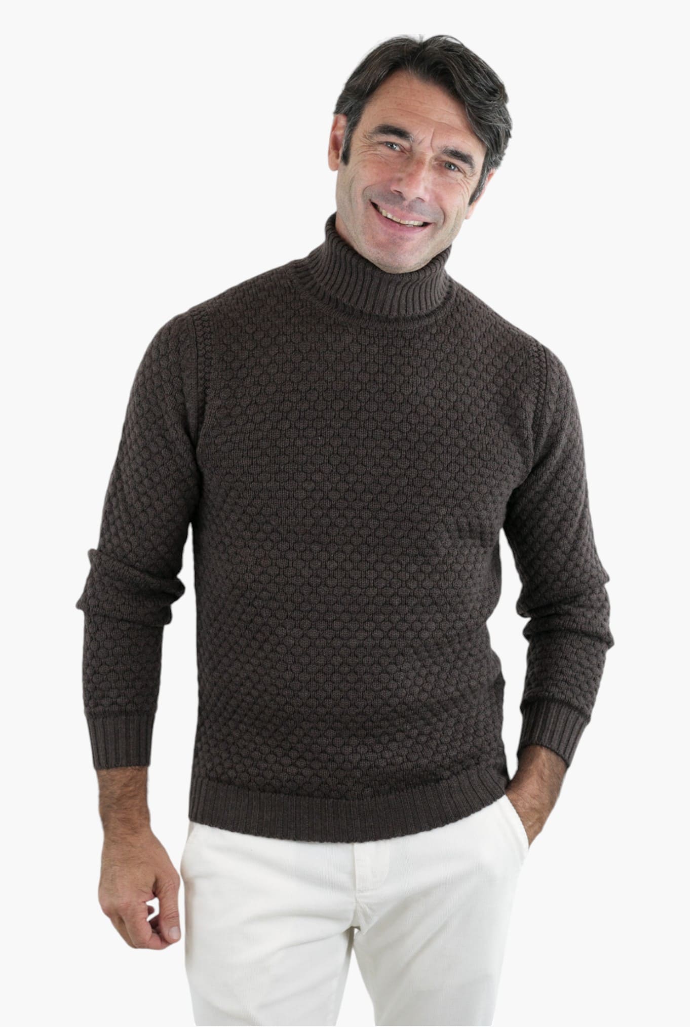 RAKKI' Dolcevita mod. Hubbel Nido D'Ape Lana Merino Cioccolato