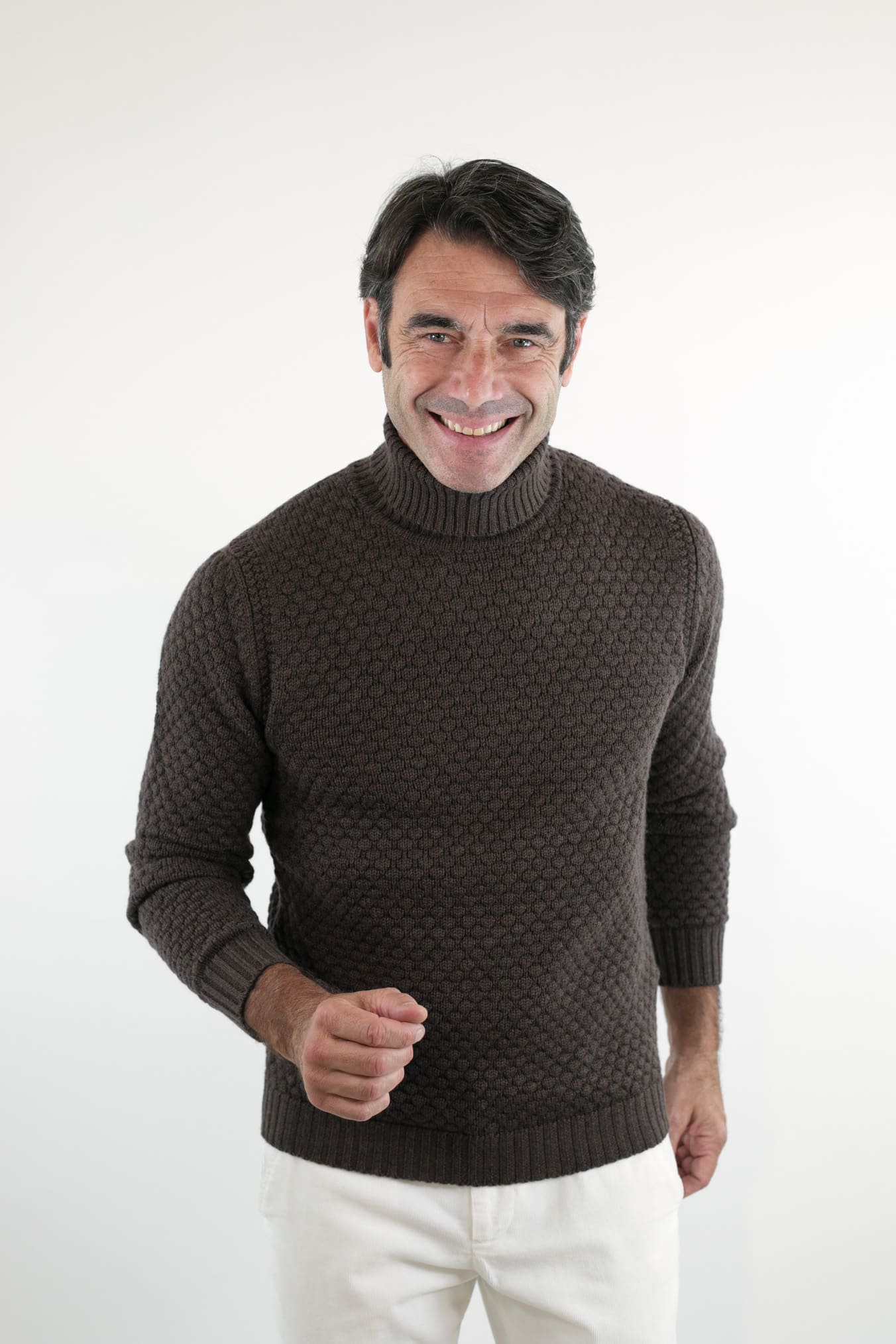 RAKKI' Dolcevita mod. Hubbel Nido D'Ape Lana Merino Cioccolato