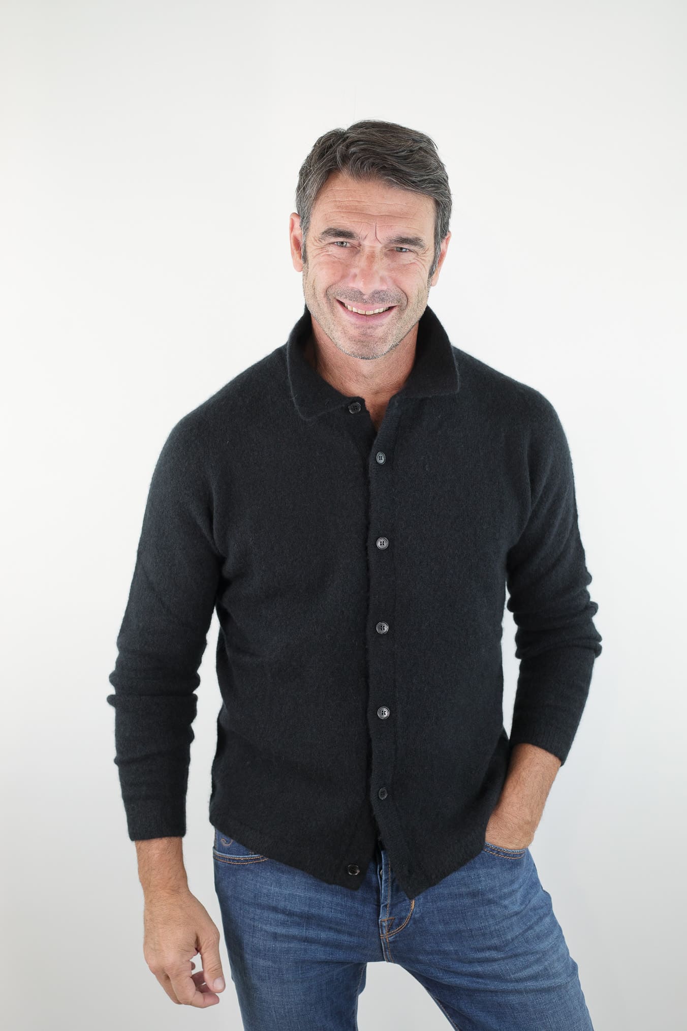ROBERTO COLLINA Camicia Supersoft Cashmere e Seta Nera