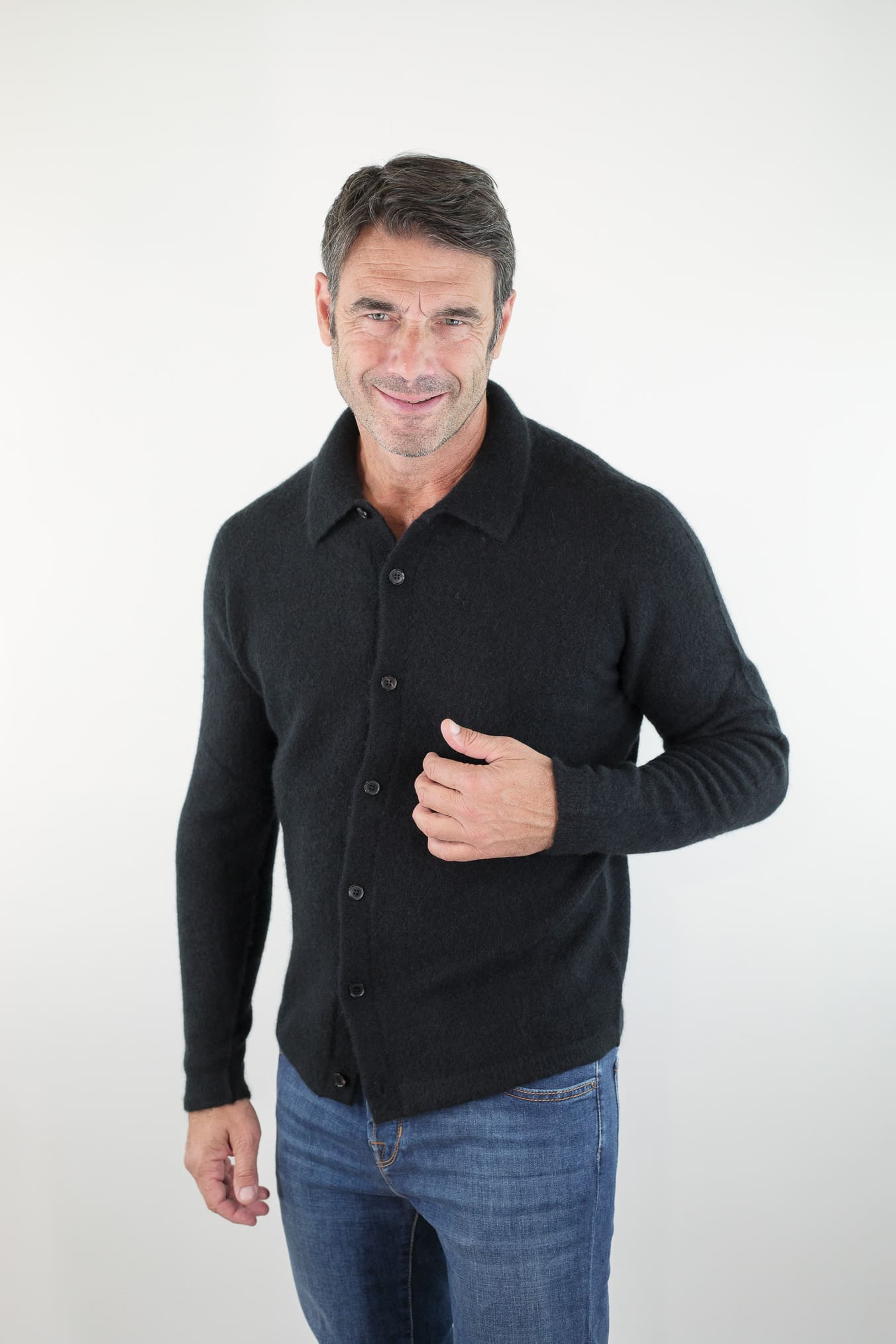 ROBERTO COLLINA Camicia Supersoft Cashmere e Seta Nera