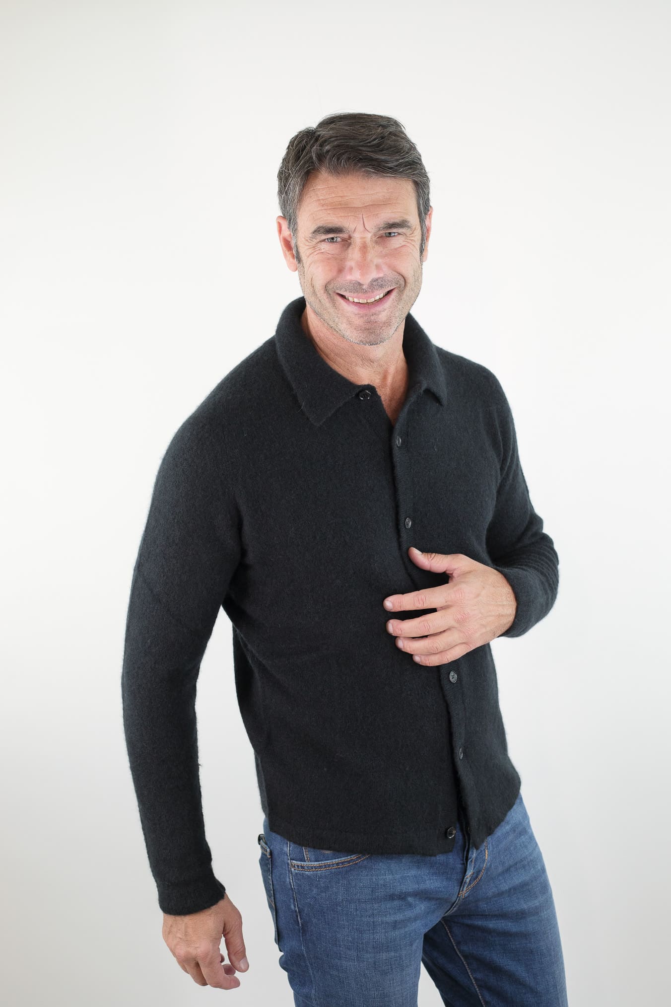 ROBERTO COLLINA Camicia Supersoft Cashmere e Seta Nera