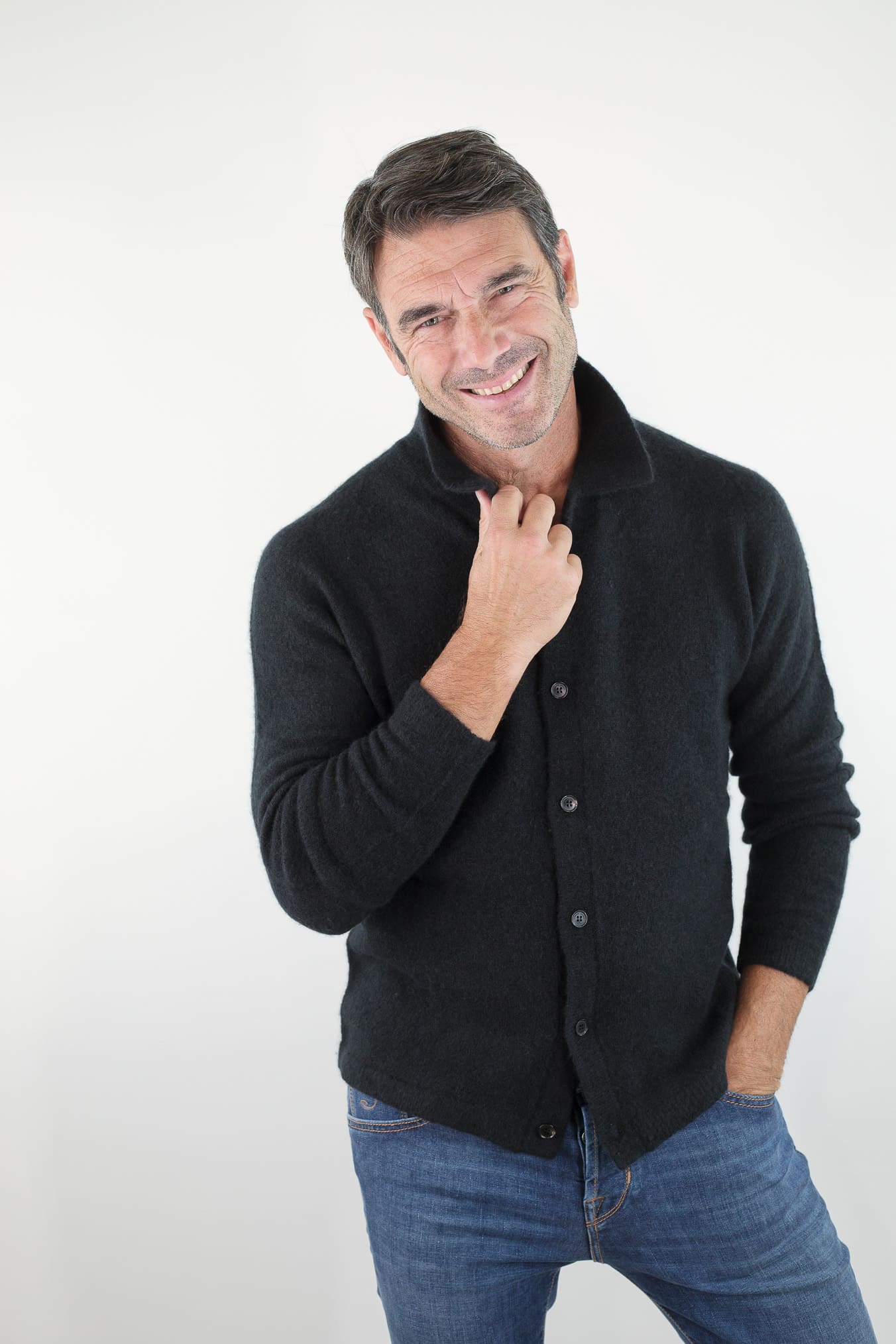 ROBERTO COLLINA Camicia Supersoft Cashmere e Seta Nera