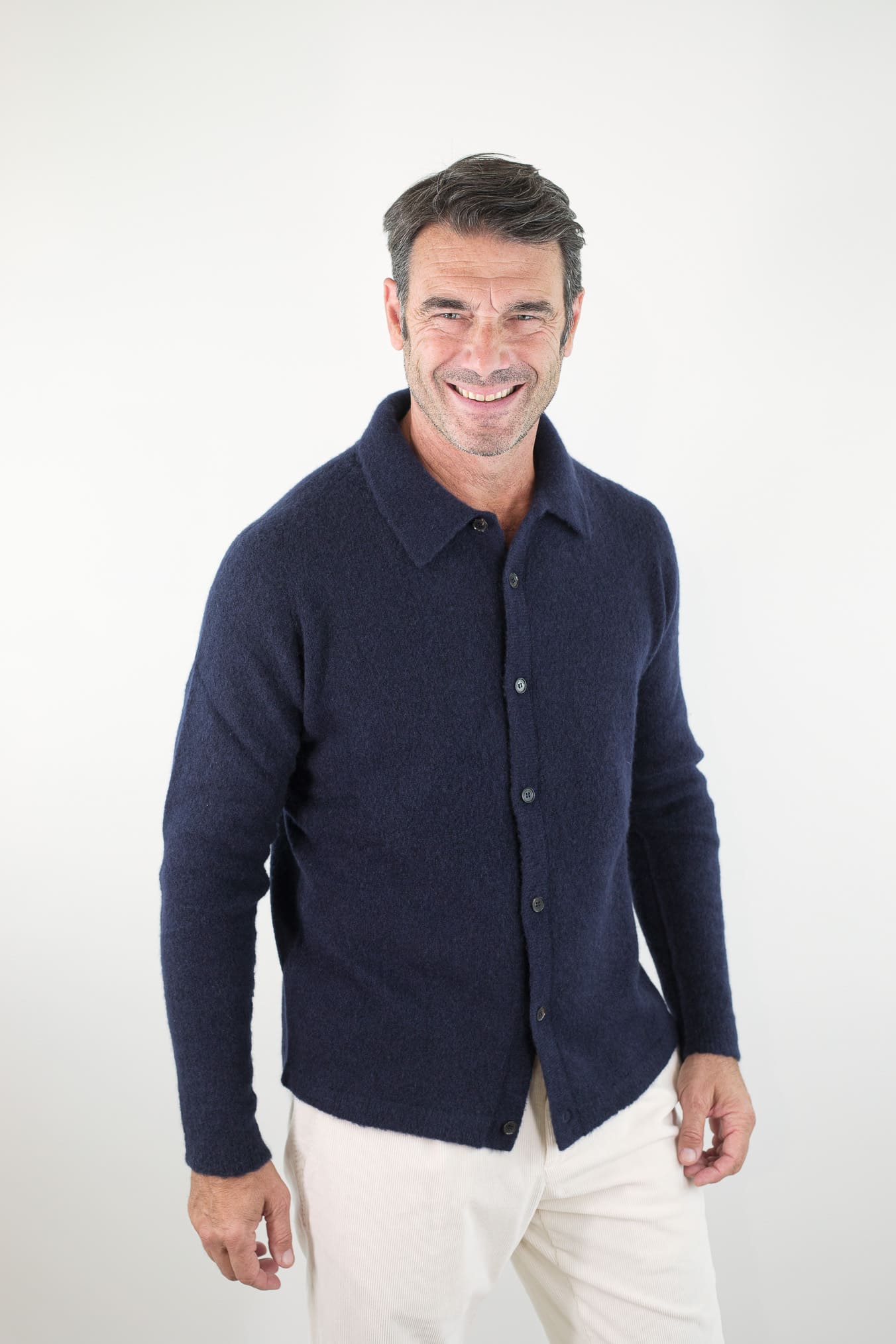 ROBERTO COLLINA Camicia Supersoft Cashmere e Seta Blu Navy