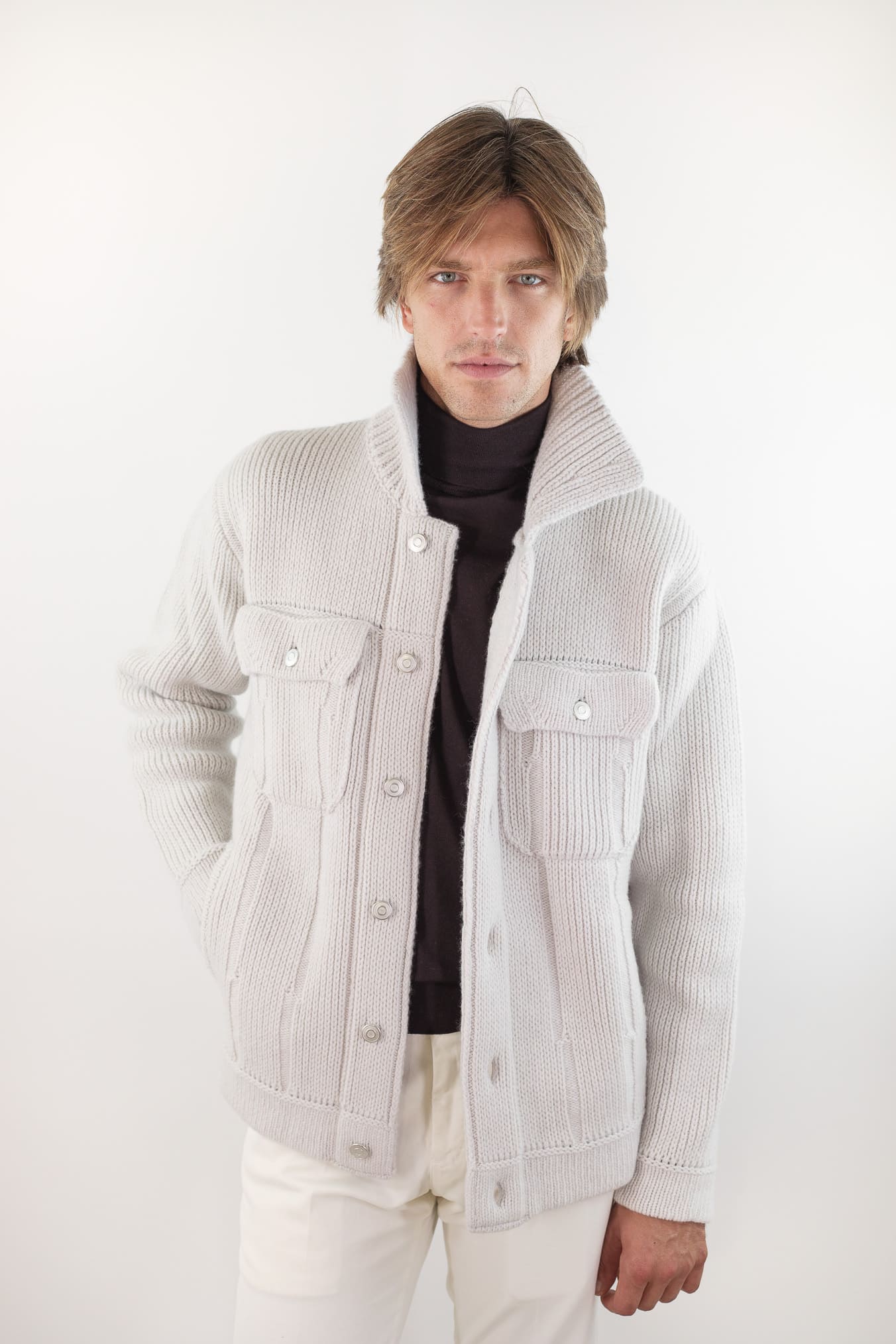 ROBERTO COLLINA Overshirt Lana Cashmere Gesso