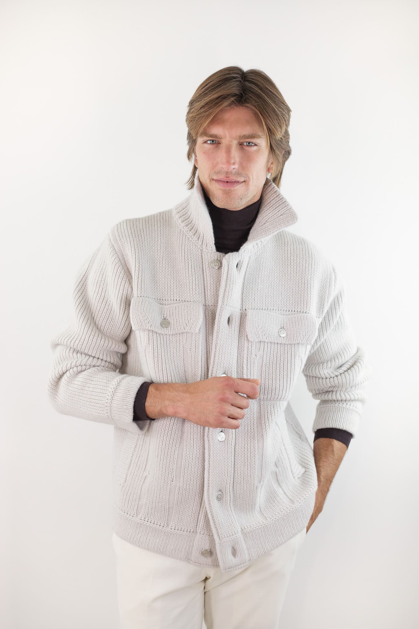 ROBERTO COLLINA Overshirt Lana Cashmere Gesso