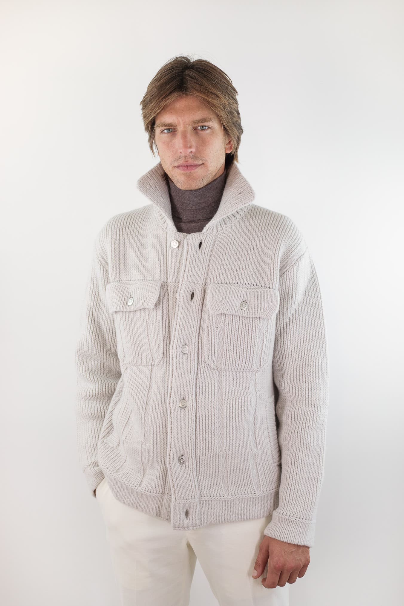 ROBERTO COLLINA Overshirt Lana Cashmere Gesso