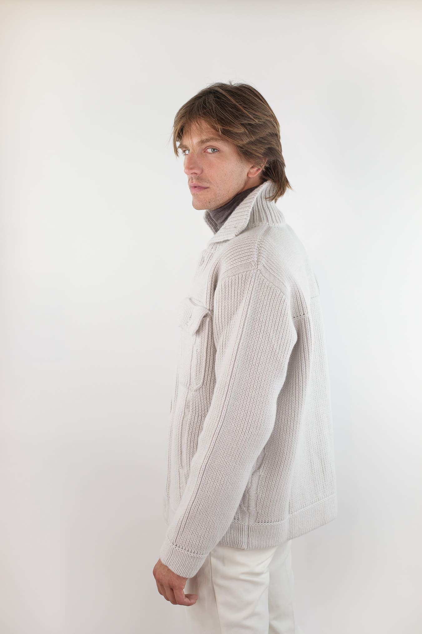 ROBERTO COLLINA Overshirt Lana Cashmere Gesso