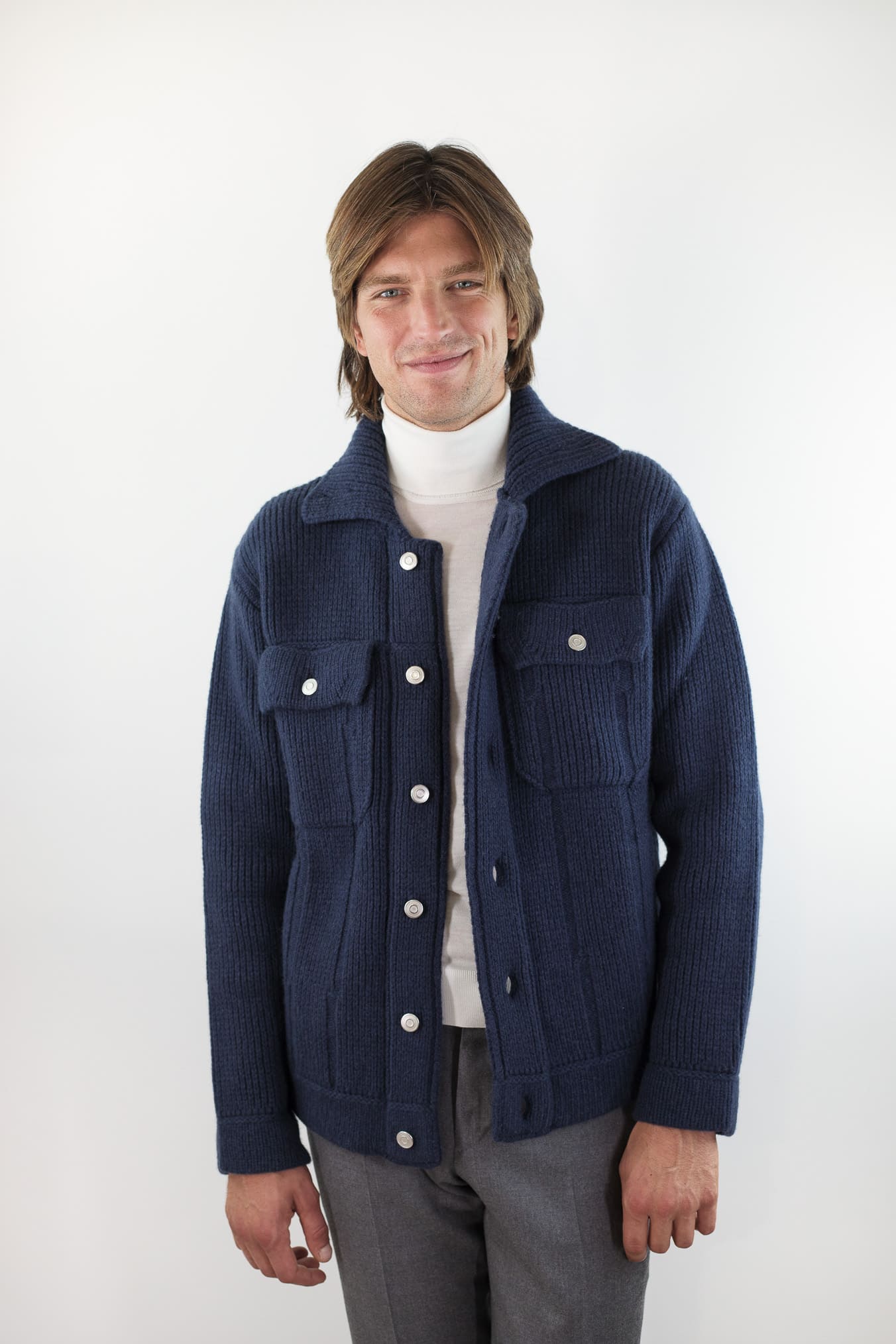 ROBERTO COLLINA Overshirt Lana Cashmere Blu