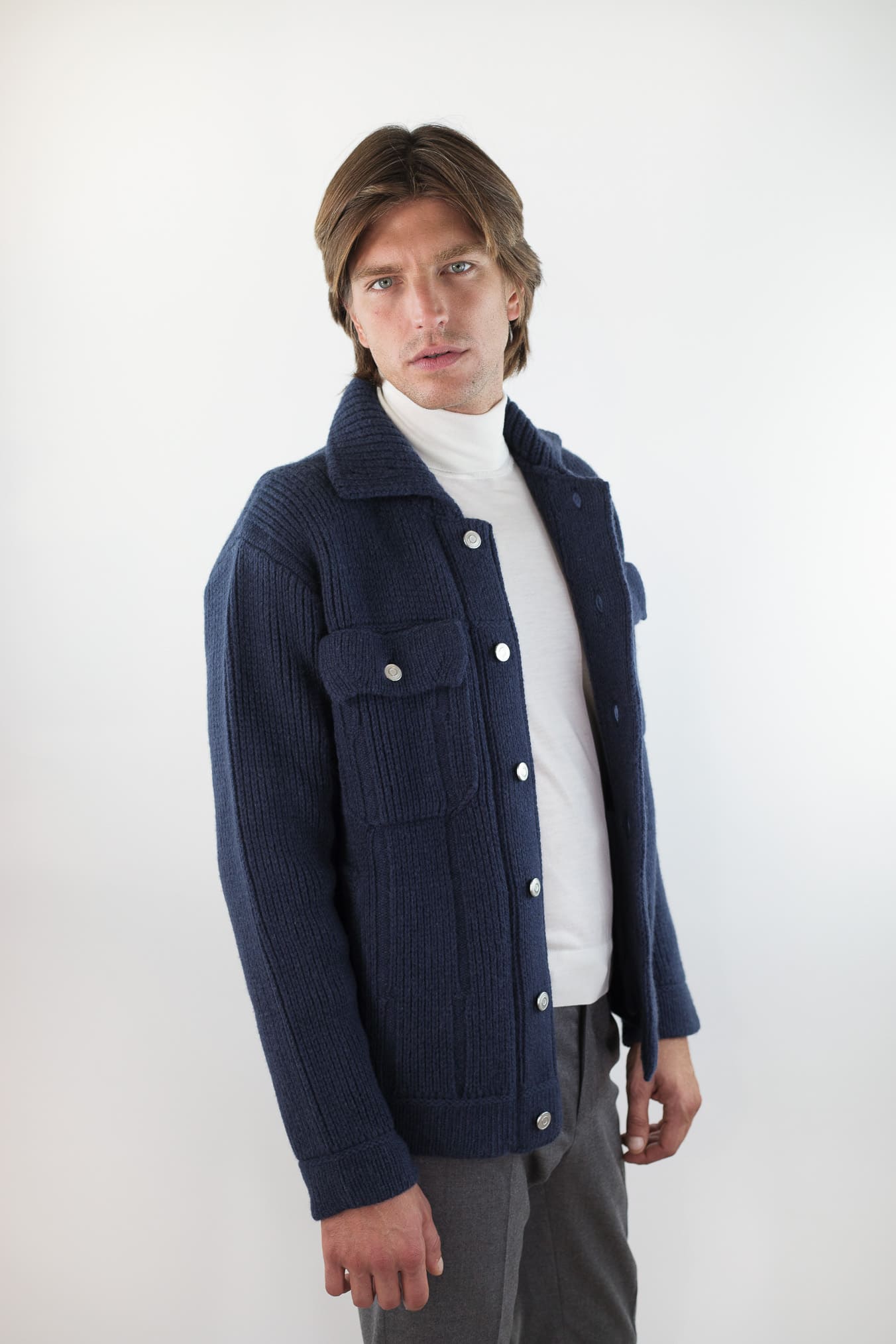 ROBERTO COLLINA Overshirt Lana Cashmere Blu