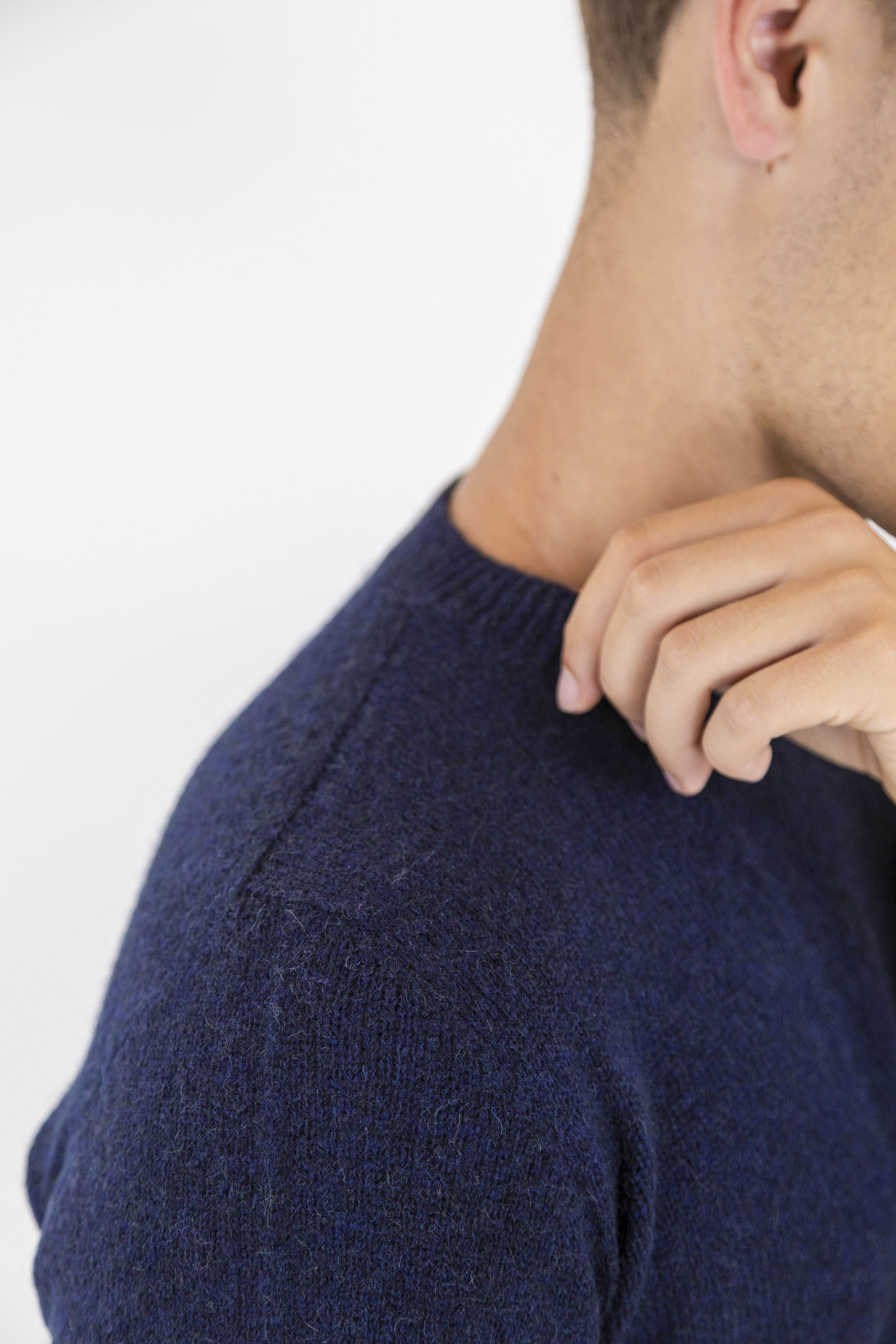 ROBERTO COLLINA Girocollo Merino Baby Camel Blu Navy