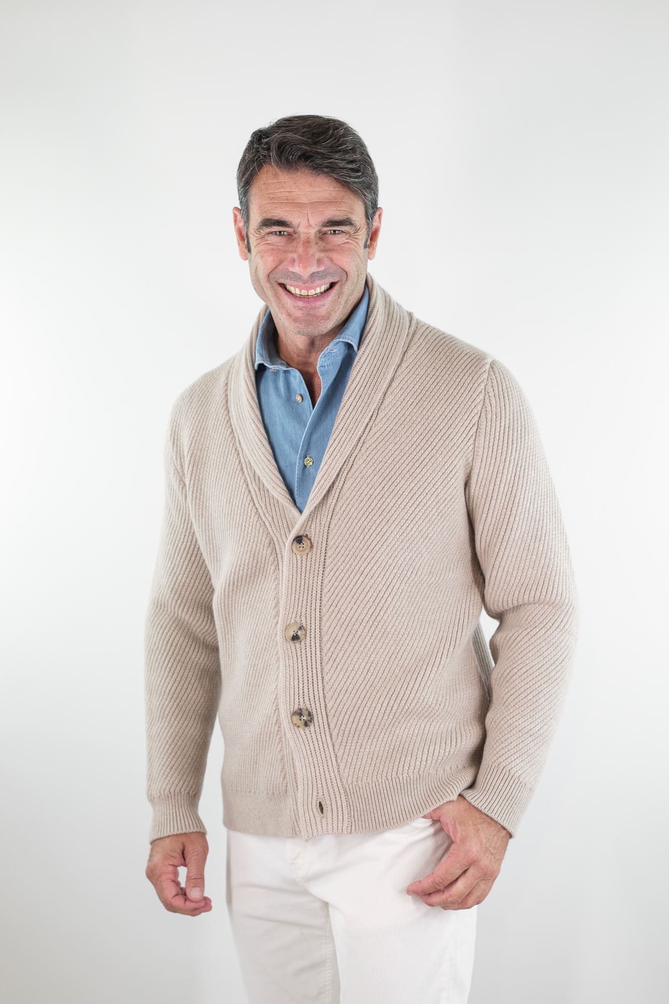 SVEVO PARMA Cardigan Sciallato Cashmere Beige