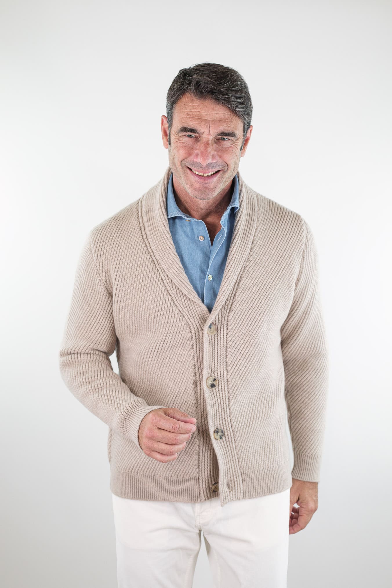 SVEVO PARMA Cardigan Sciallato Cashmere Beige