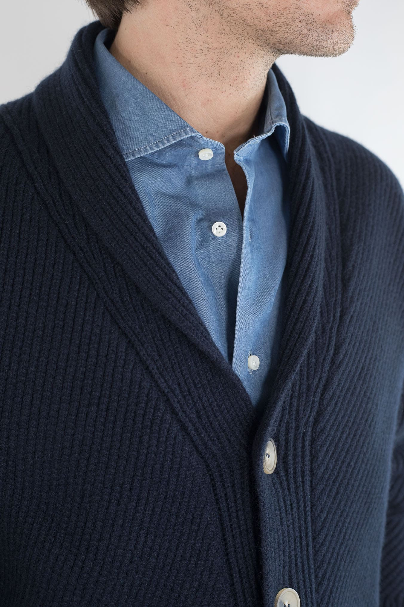 SVEVO PARMA Cardigan Sciallato Cashmere Blu Navy