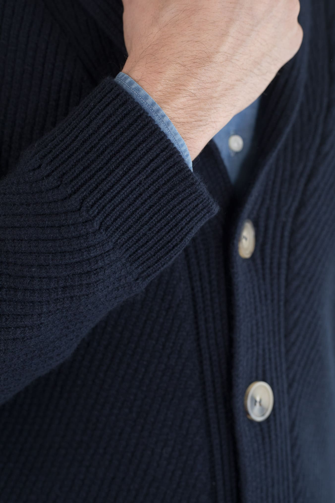 SVEVO PARMA Cardigan Sciallato Cashmere Blu Navy