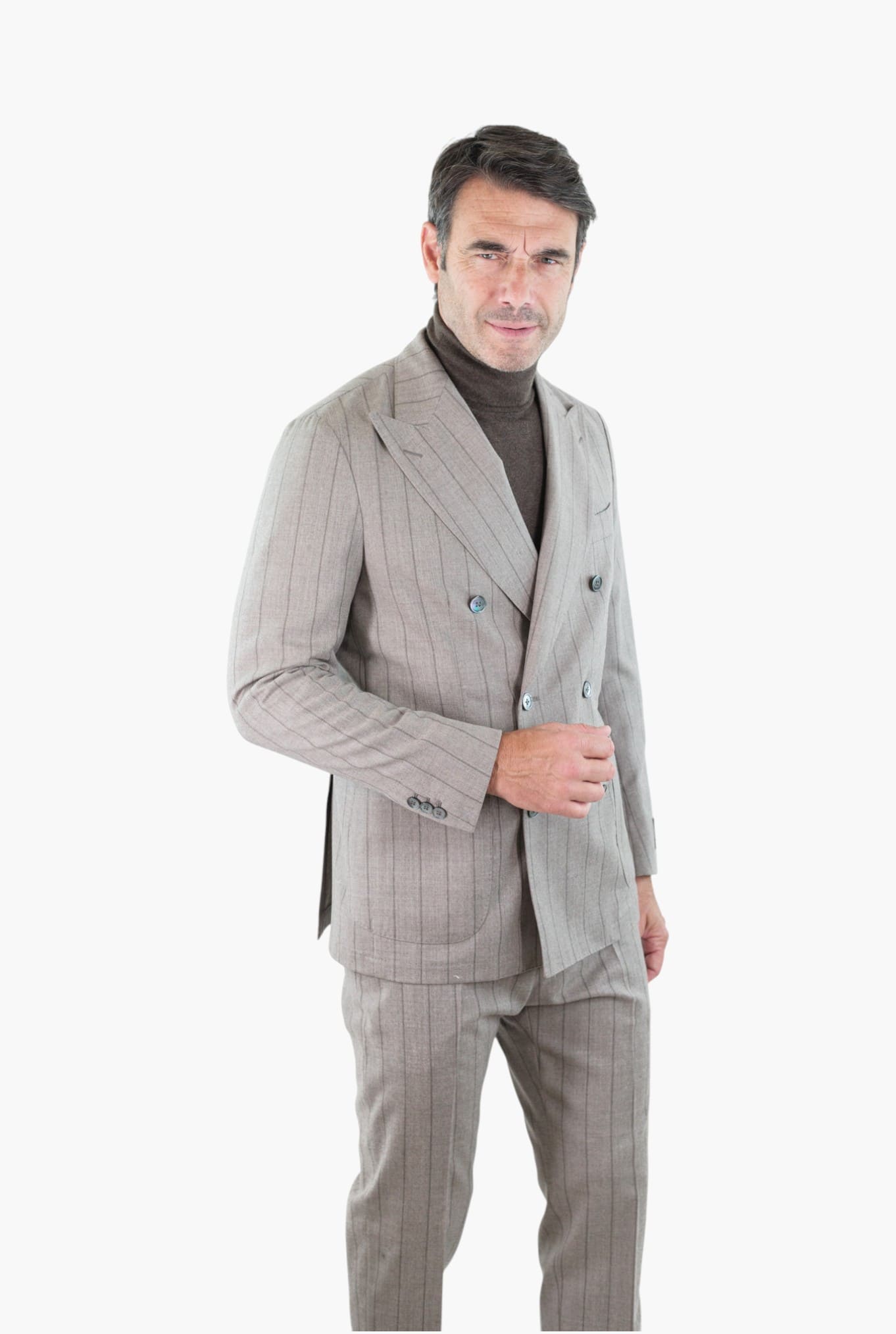 TOMBOLINI Abito Doppiopetto Gessato "Zero Gravity" Tortora