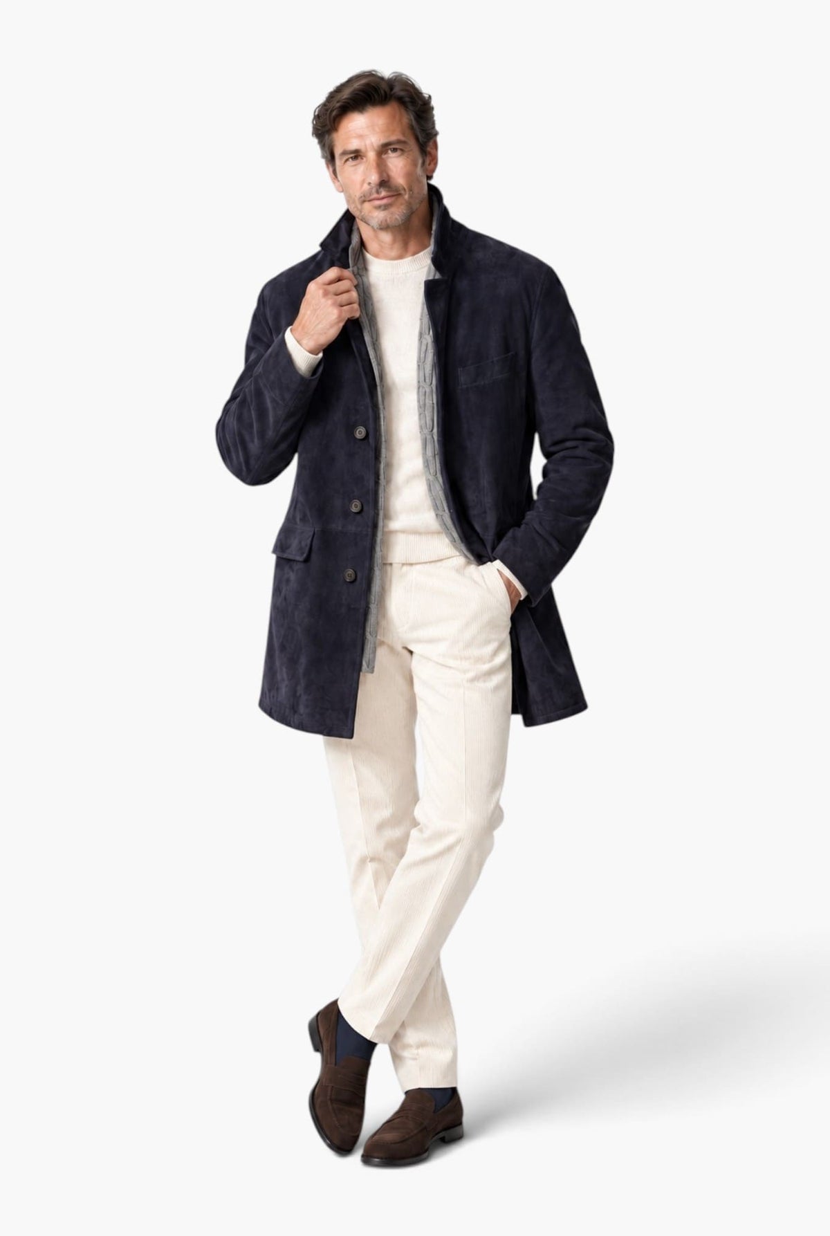 ALFREDO RIFUGIO Giaccone Suede Cashmere Blu
