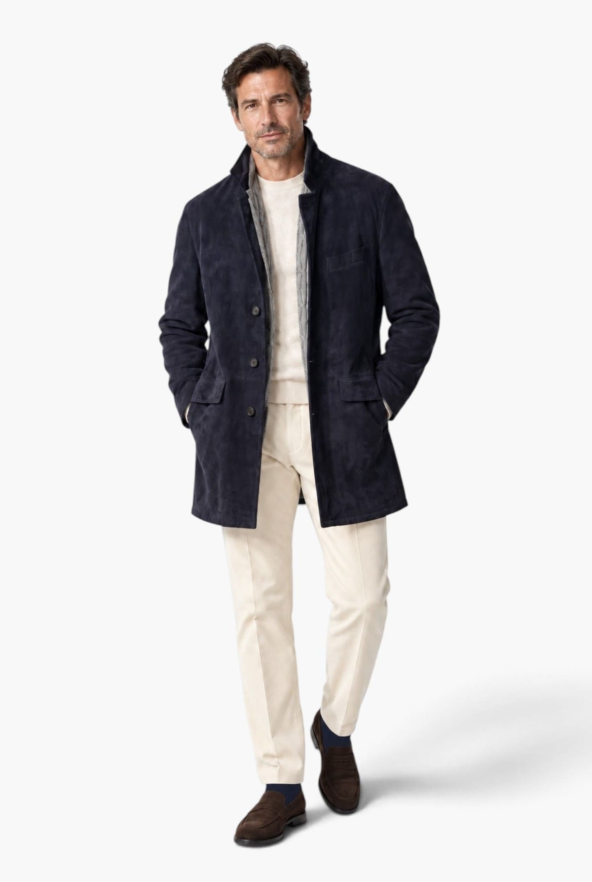 ALFREDO RIFUGIO Giaccone Suede Cashmere Blu