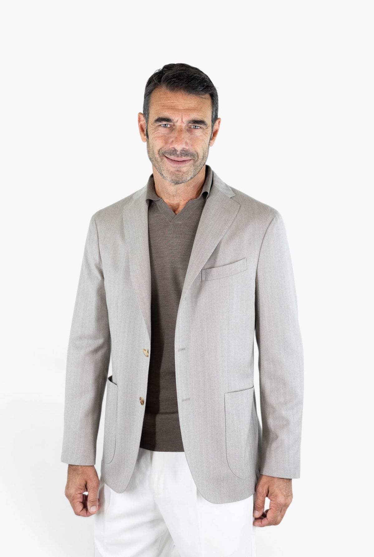 BOGLIOLI Giacca "K-Jacket" Spigata Lana Seta Beige