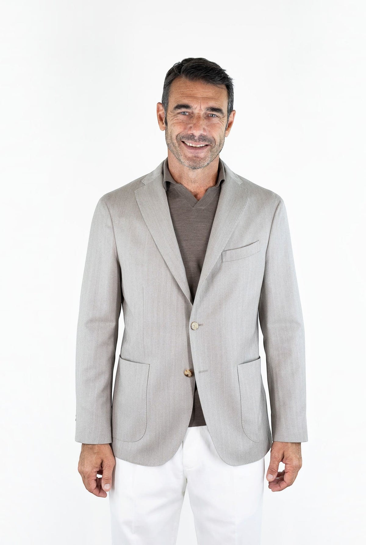 BOGLIOLI Giacca "K-Jacket" Spigata Lana Seta Beige