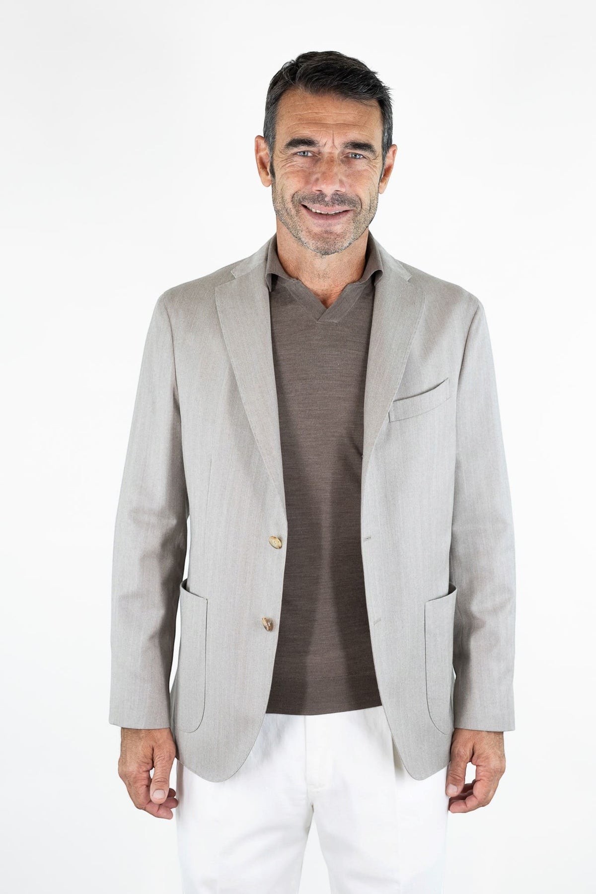 BOGLIOLI Giacca "K-Jacket" Spigata Lana Seta Beige