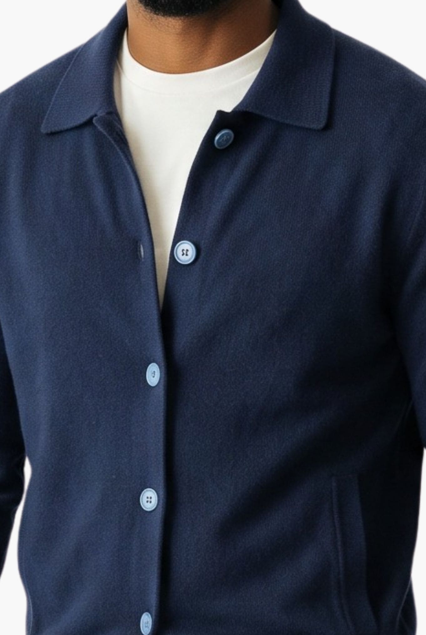 BRAMANI Cardigan Cashmere Collo Camicia Blu