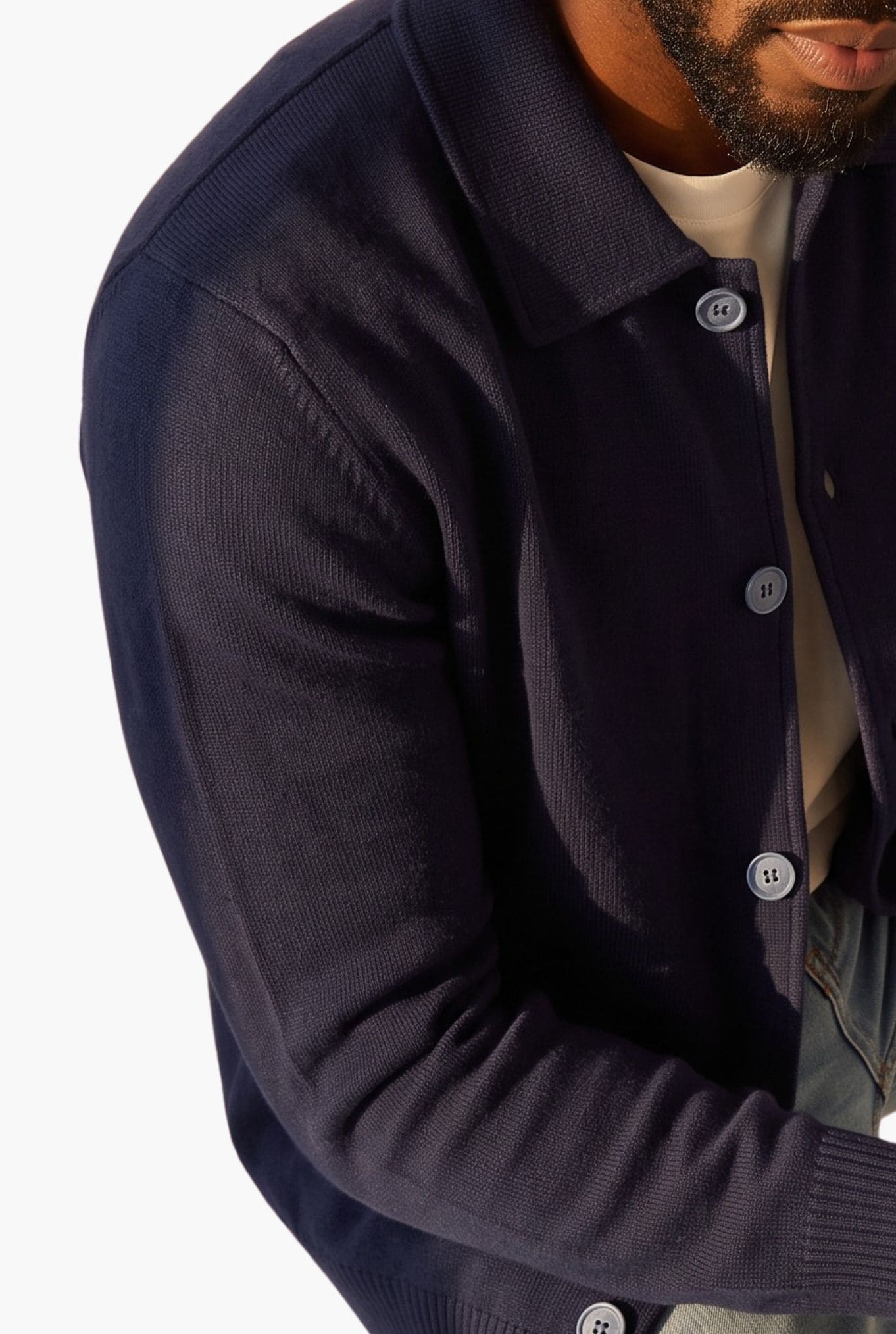 BRAMANI Cardigan Cashmere Collo Camicia Blu