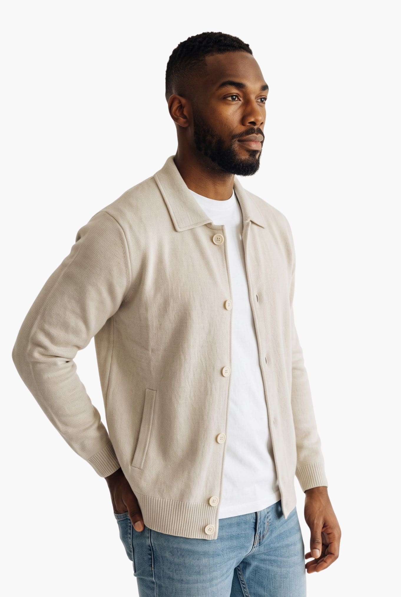 BRAMANI Cardigan Cashmere Collo Camicia Beige