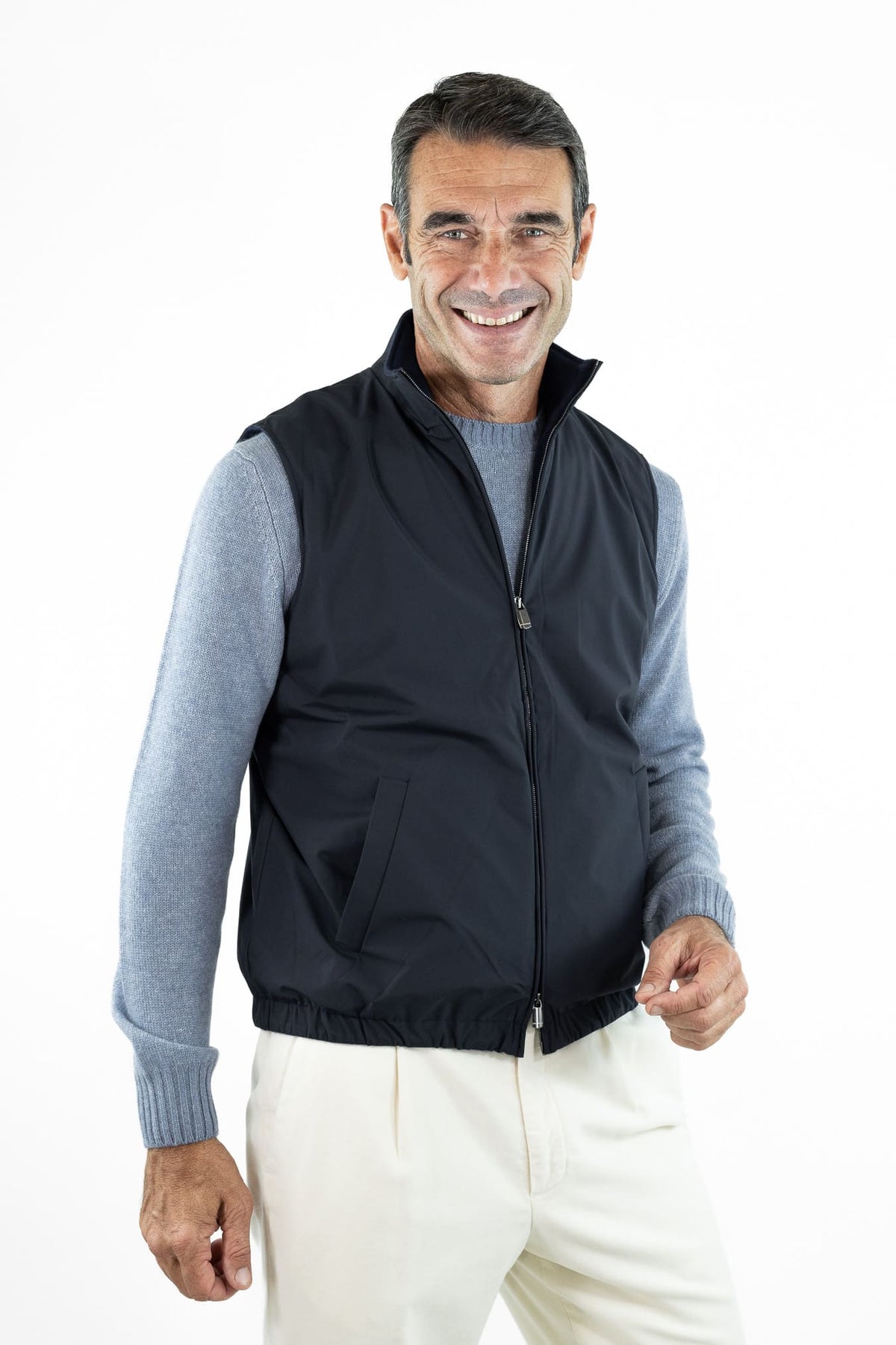 BRAMANI Gilet Light Microfibra Cashmere Blu
