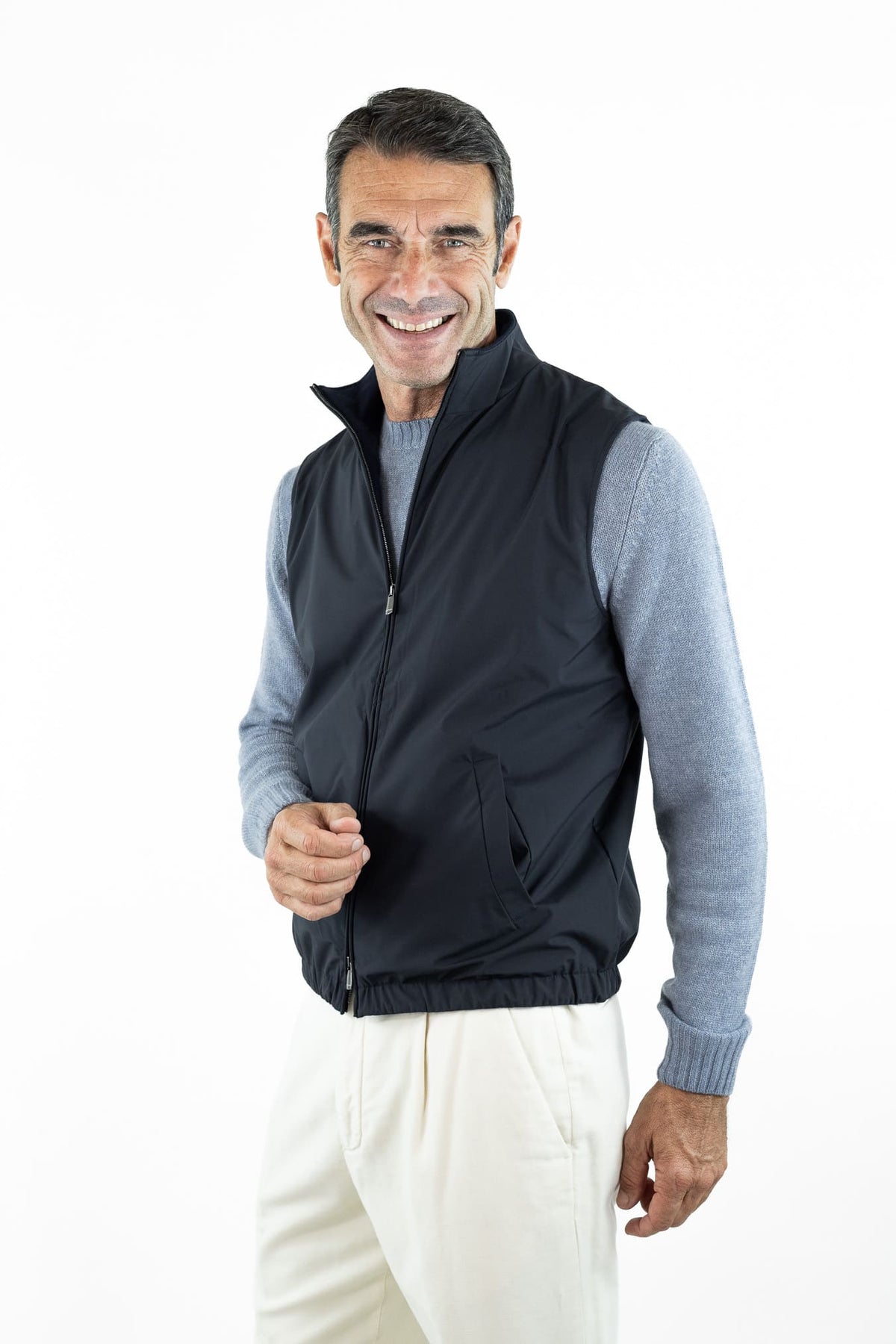 BRAMANI Gilet Light Microfibra Cashmere Blu