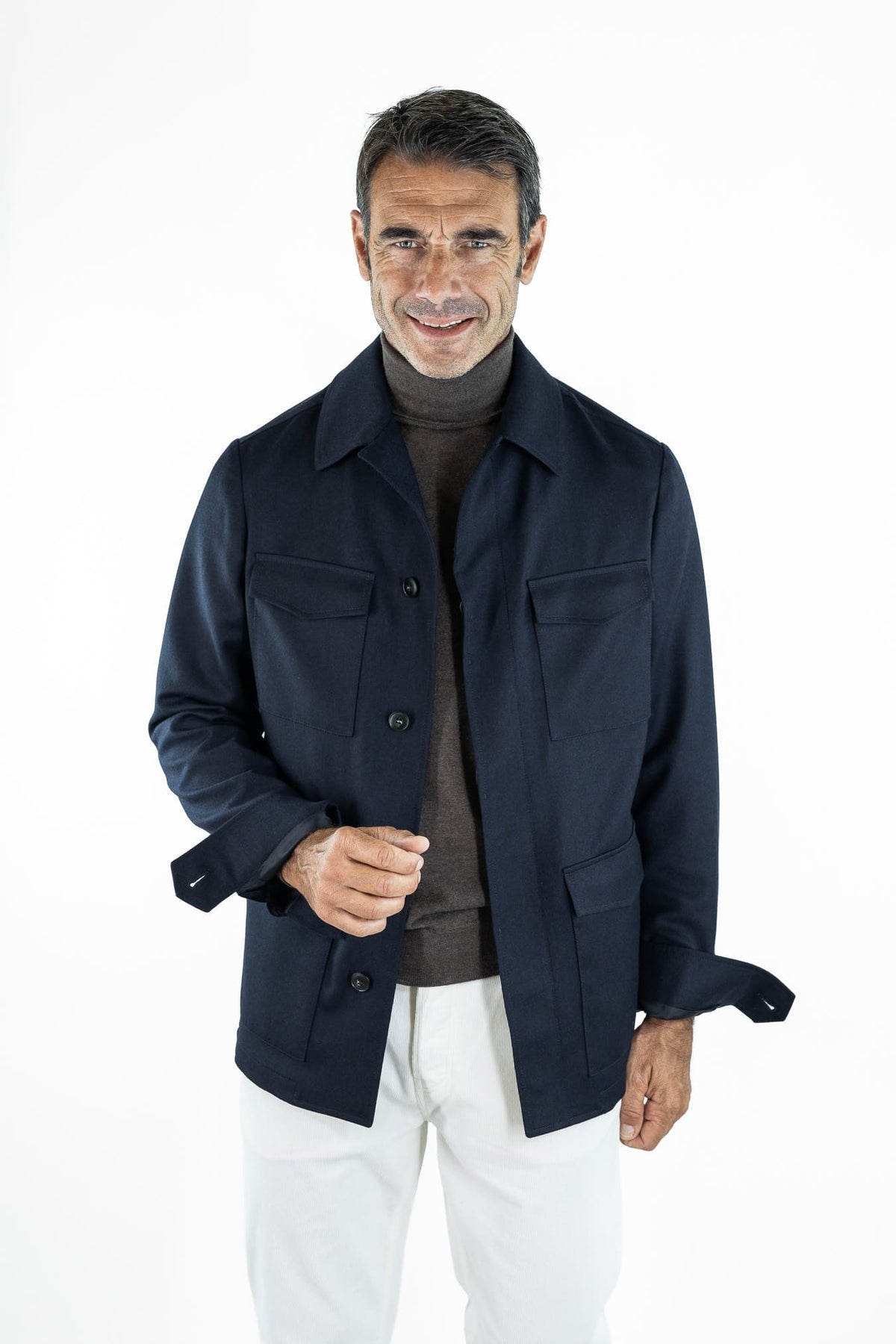 CANALI Field Jacket Impeccabile Lana Blu