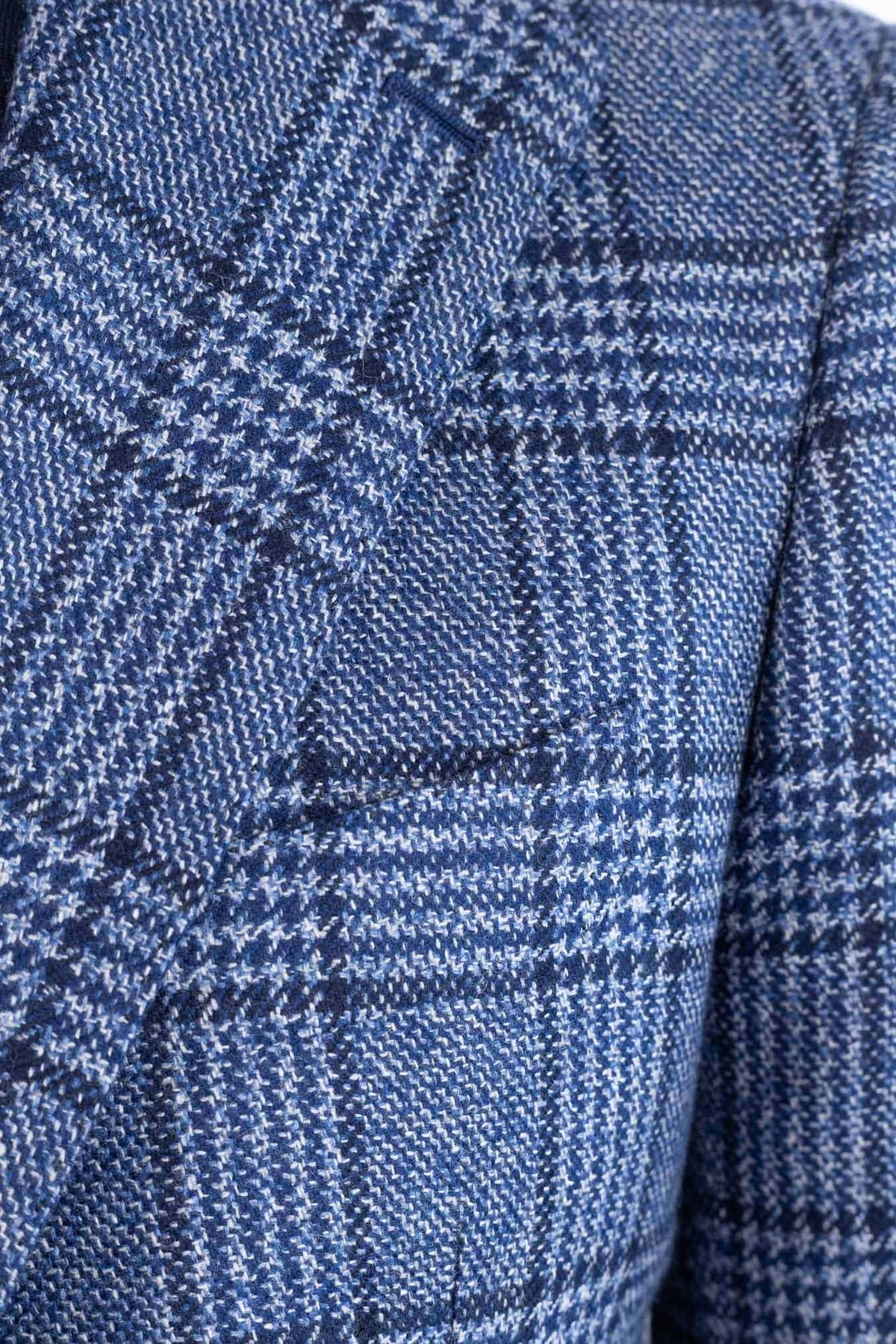 CESARE ATTOLINI Giacca Principe di Galles Cashmere Blu