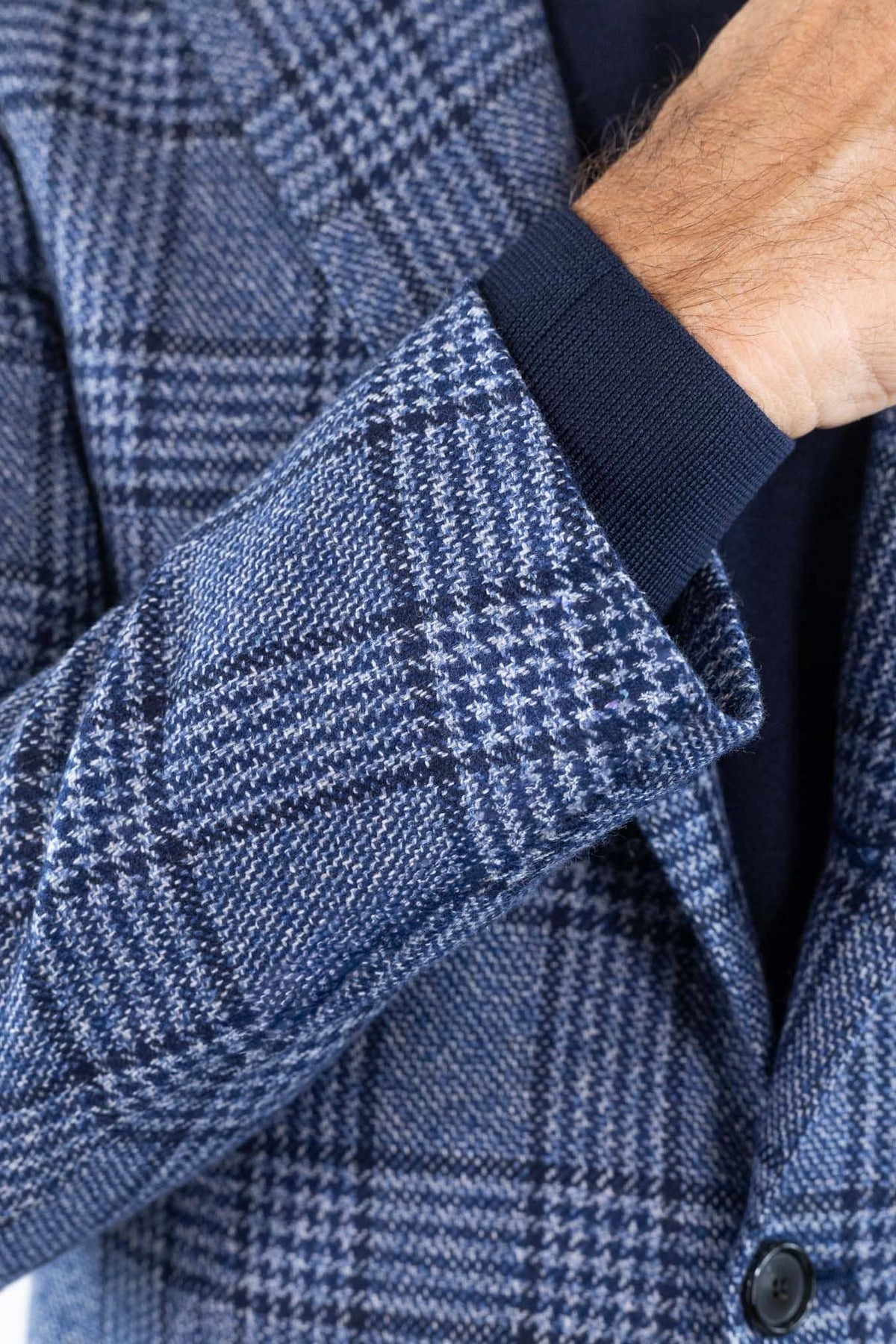 CESARE ATTOLINI Giacca Principe di Galles Cashmere Blu