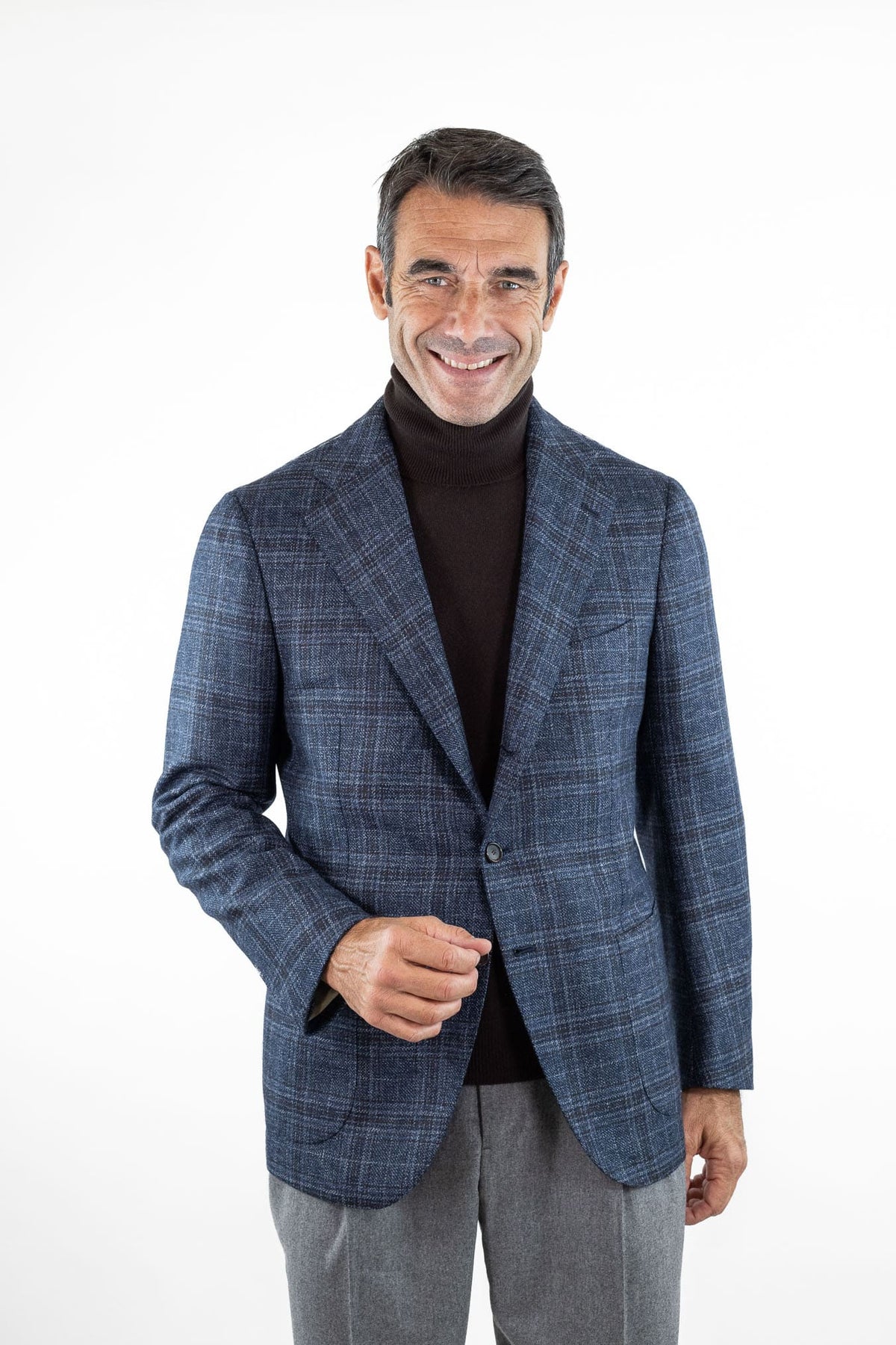 CESARE ATTOLINI Giacca Check Blu Moro Cesare Attolini